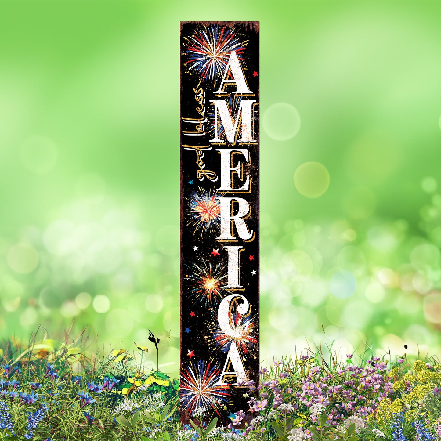 4th of July God Bless America Garden Stake | Multi Sizes | Perfect Patriotic Yard & Independence Day Garden Decor