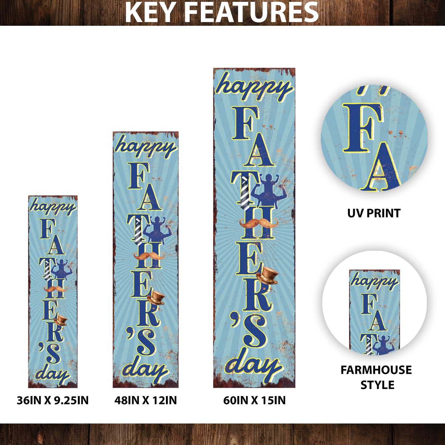 Happy Father’s Day Porch Sign | Multi Sizes | Perfect Yard & Front Door Decor