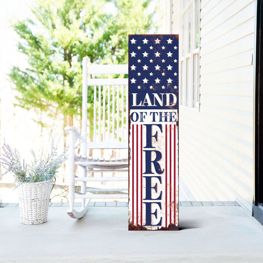 4Th Of July Land Of The Free Porch Sign | Patriotic Outdoor Decor| Multi Sizes | Perfect Patriotic Yard & Independence Day Front Door Decor