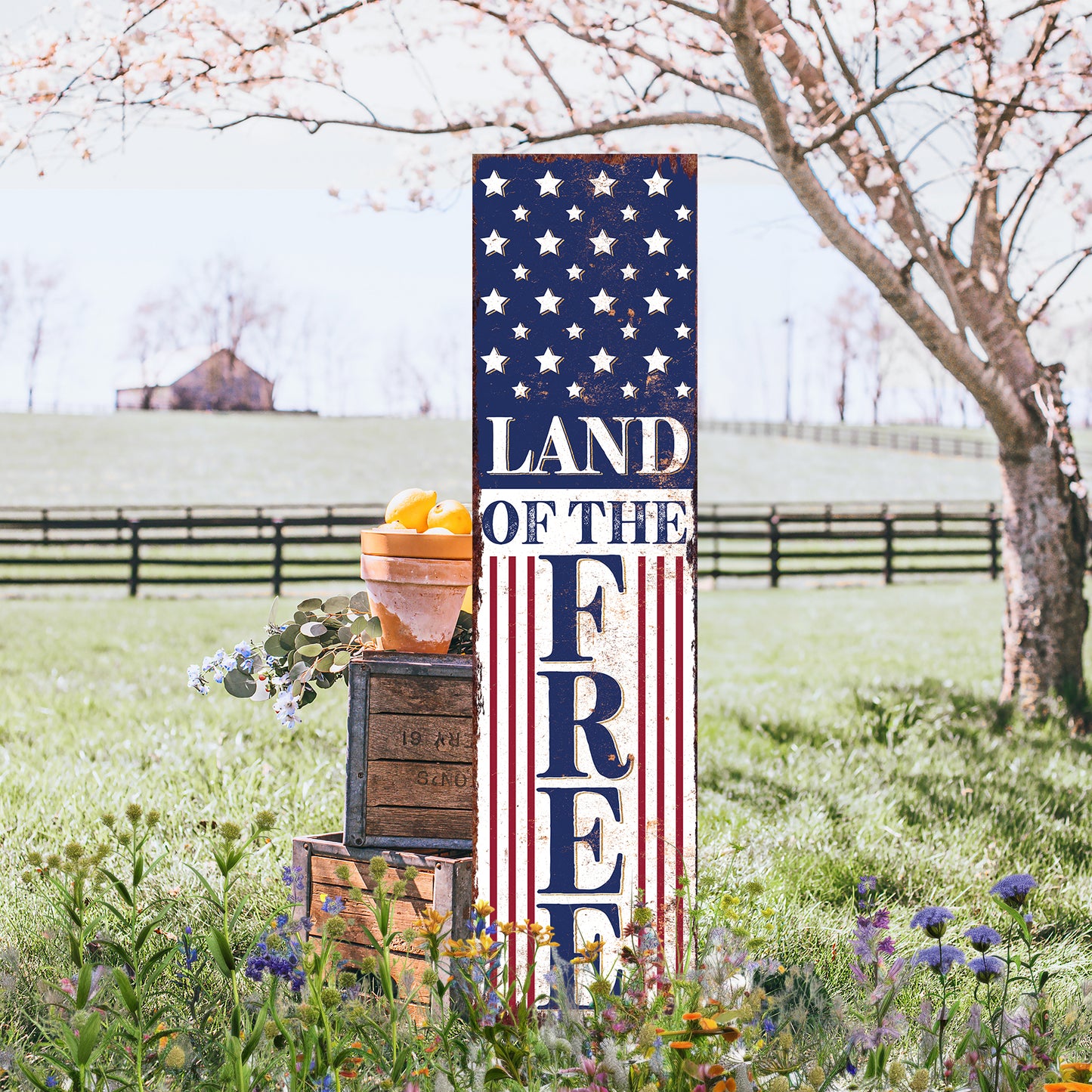 4Th Of July Land Of The Free Porch Sign | Patriotic Outdoor Decor| Multi Sizes | Perfect Patriotic Yard & Independence Day Front Door Decor