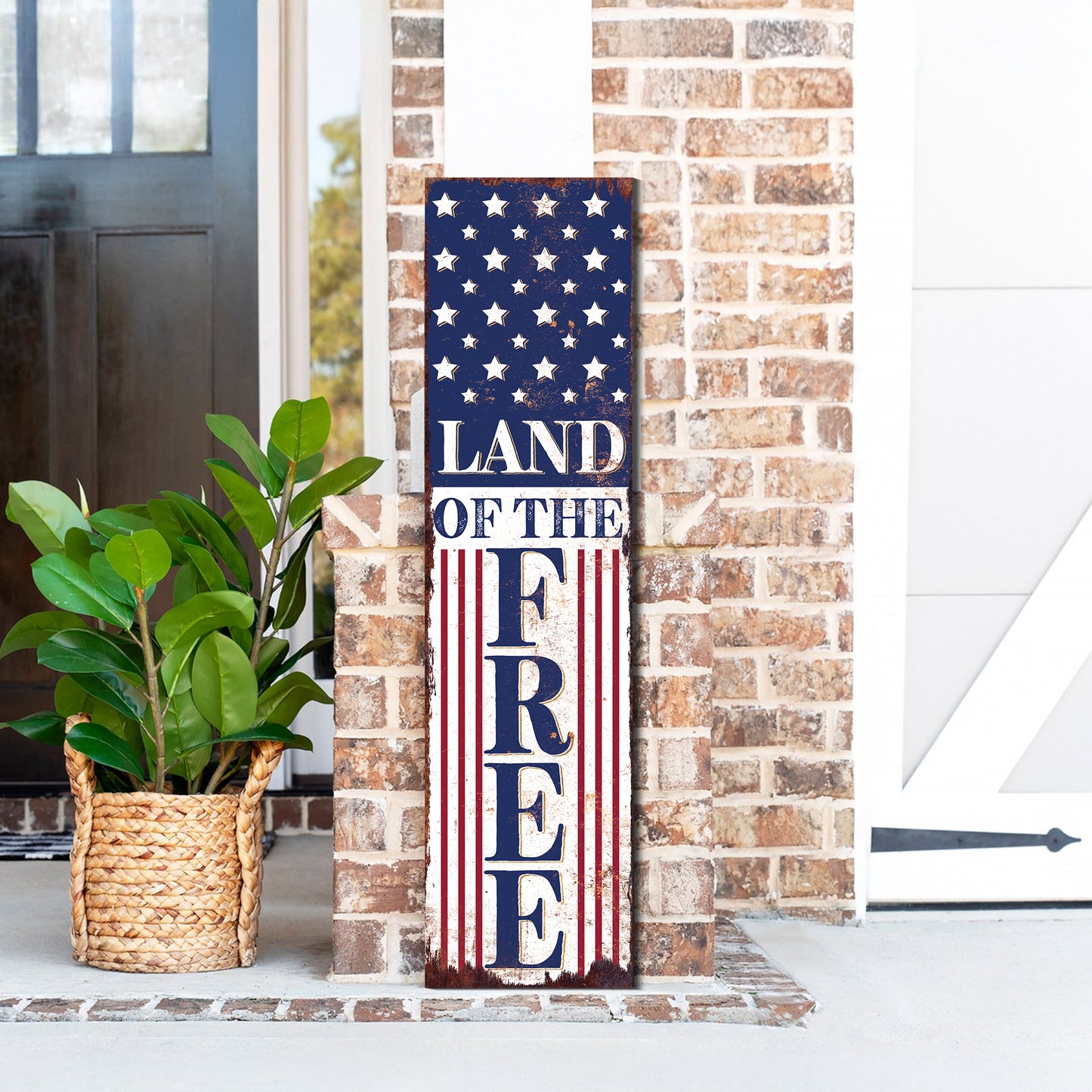 4Th Of July Land Of The Free Porch Sign | Patriotic Outdoor Decor| Multi Sizes | Perfect Patriotic Yard & Independence Day Front Door Decor