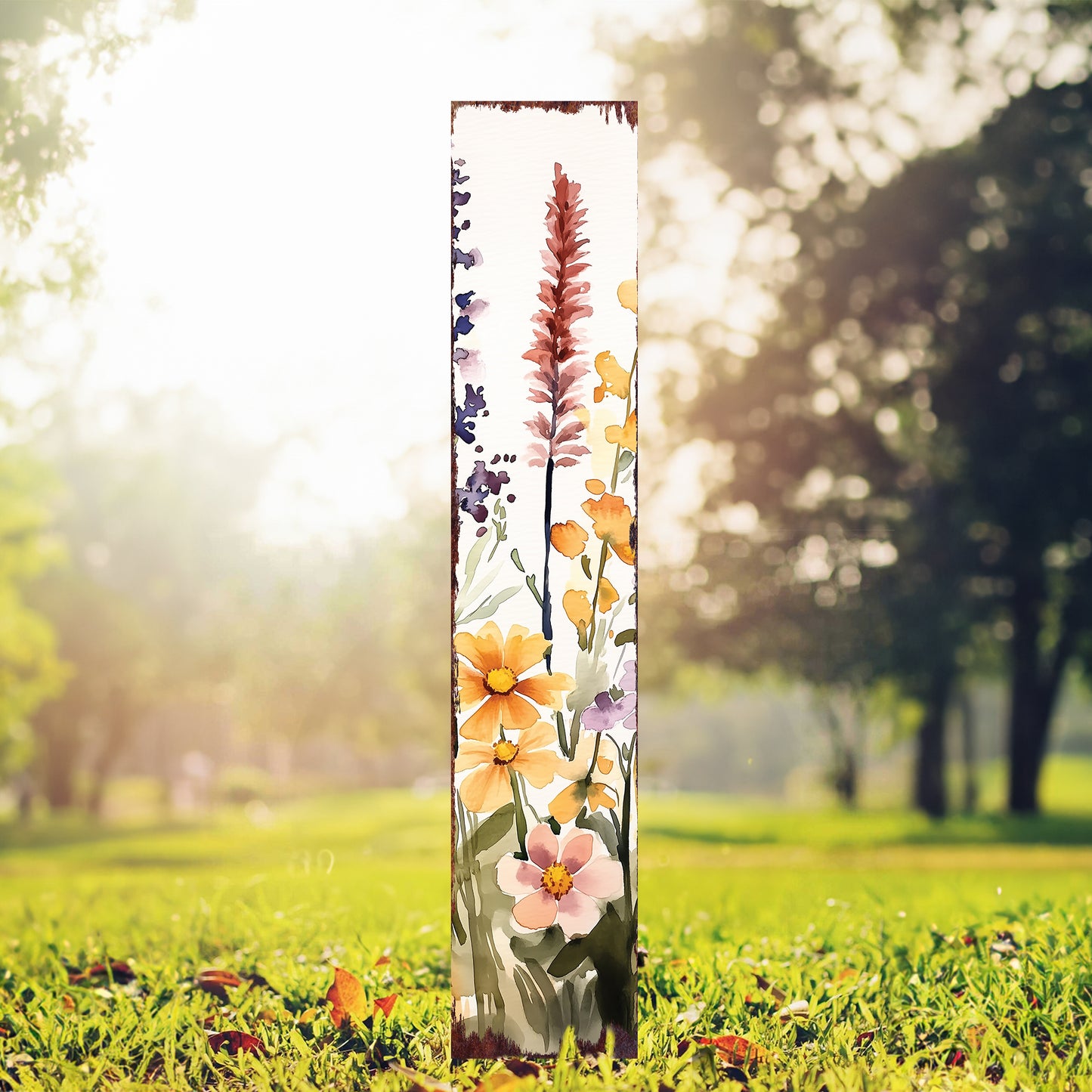 Summer Wildflowers Wooden Garden Stake Sign – Outdoor Floral Yard Décor | UV Print | Farmhouse Style | Multiple Sizes