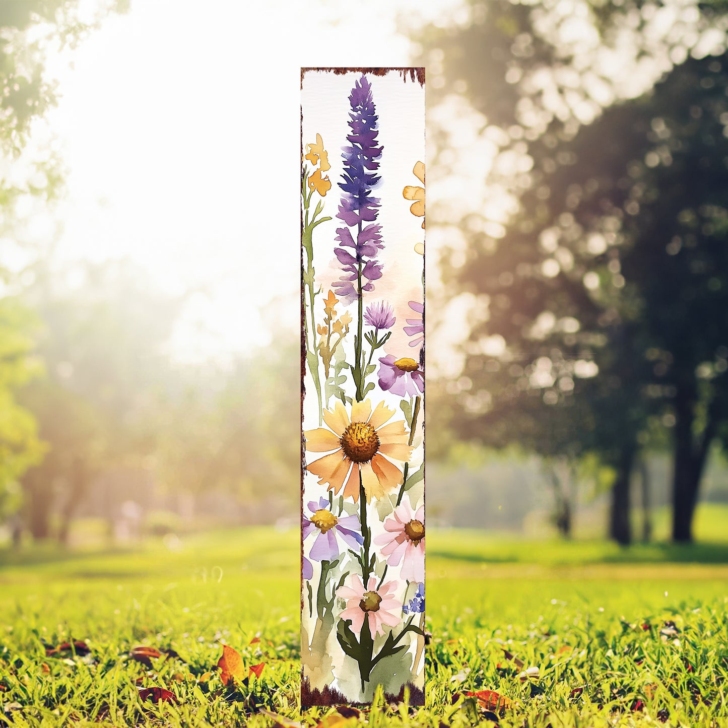 Summer Wildflowers Wooden Garden Stake Sign – Outdoor Floral Yard Décor | UV Print | Farmhouse Style | Multiple Sizes