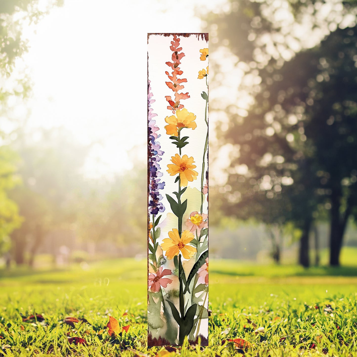 Summer Wildflowers Wooden Garden Stake Sign – Outdoor Floral Yard Décor | UV Print | Farmhouse Style | Multiple Sizes