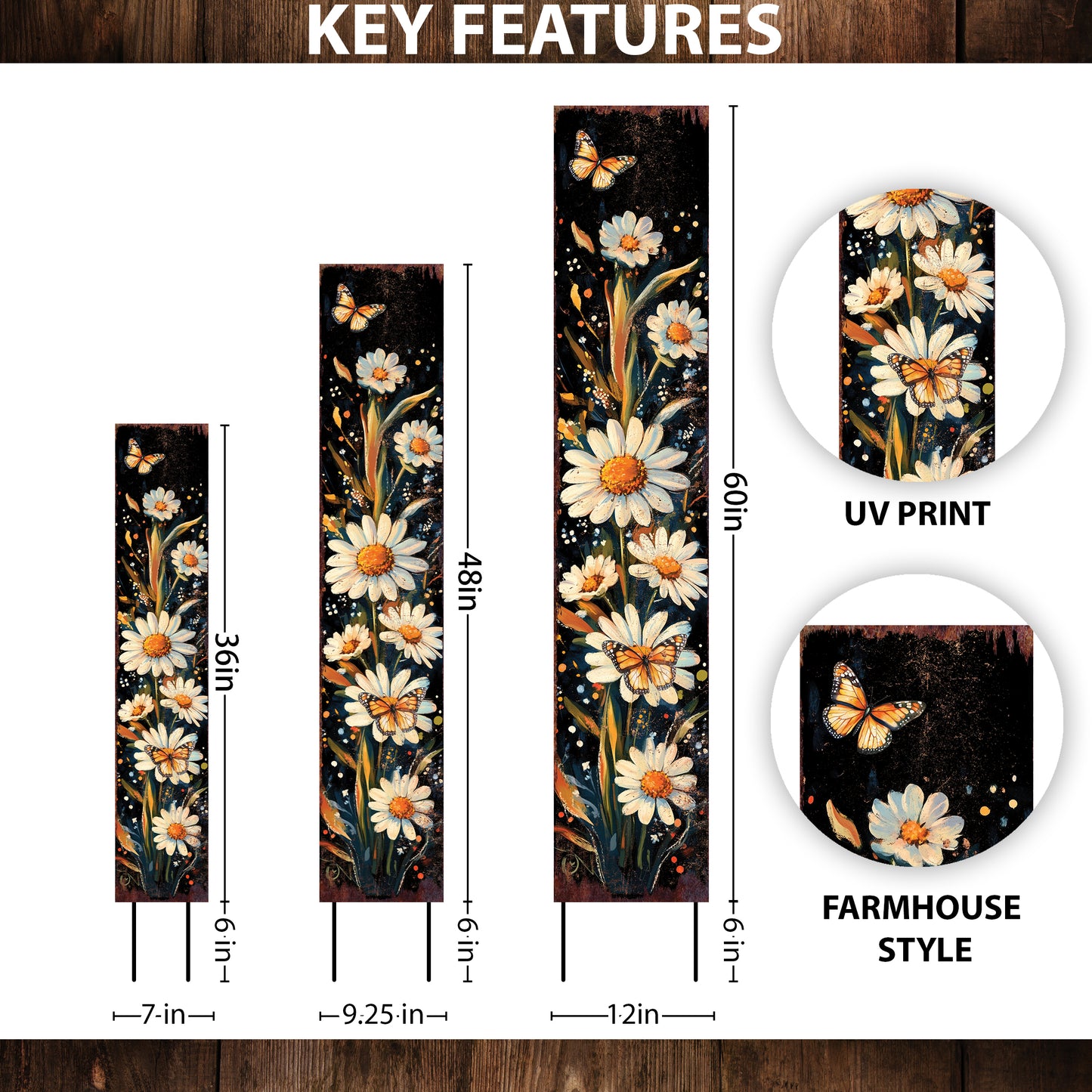 Summer Wildflower Garden Stake – Watercolor Floral Yard Sign | Outdoor Rustic Decor | UV Printed | Multi Sizes