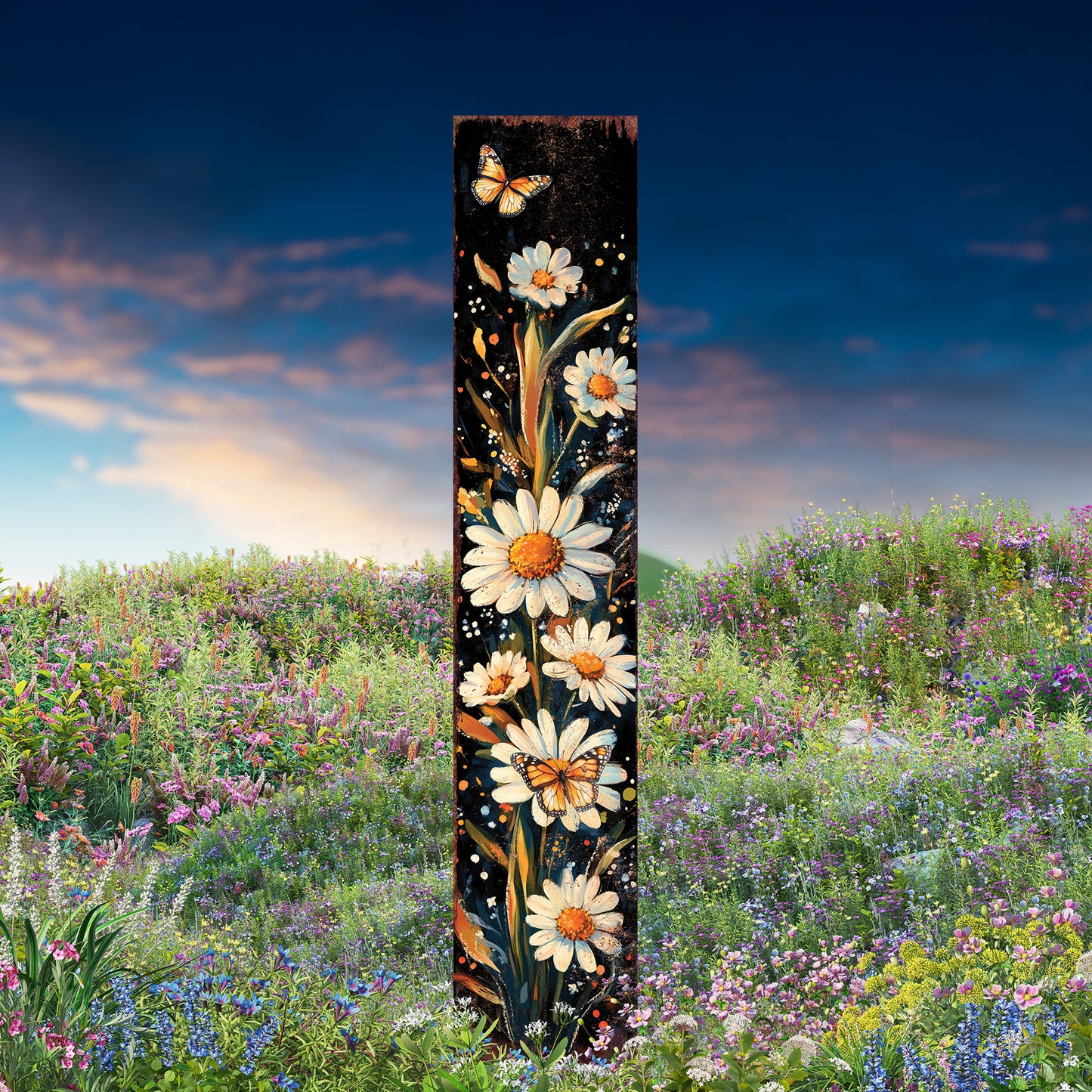 Summer Wildflower Garden Stake – Watercolor Floral Yard Sign | Outdoor Rustic Decor | UV Printed | Multi Sizes