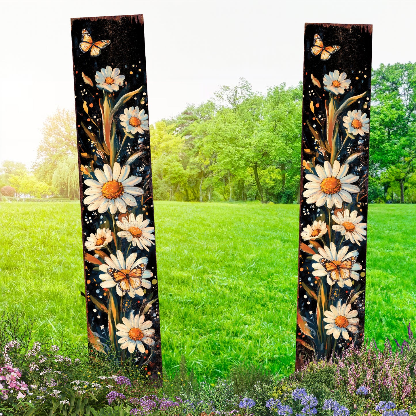 Summer Wildflower Garden Stake – Watercolor Floral Yard Sign | Outdoor Rustic Decor | UV Printed | Multi Sizes