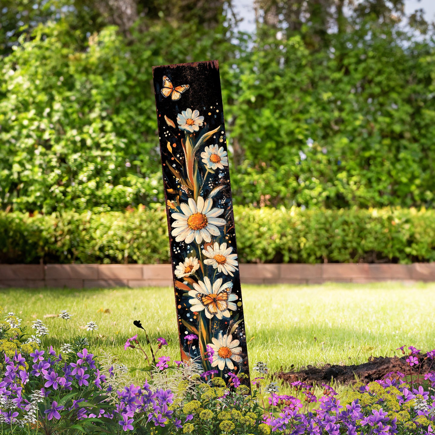 Summer Wildflower Garden Stake – Watercolor Floral Yard Sign | Outdoor Rustic Decor | UV Printed | Multi Sizes