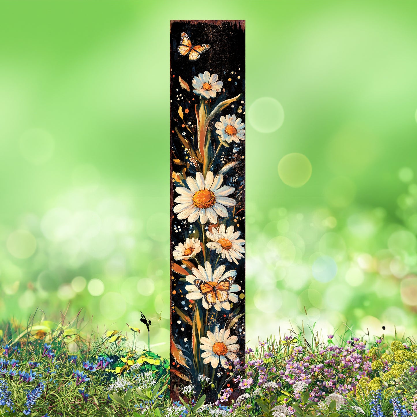 Summer Wildflower Garden Stake – Watercolor Floral Yard Sign | Outdoor Rustic Decor | UV Printed | Multi Sizes