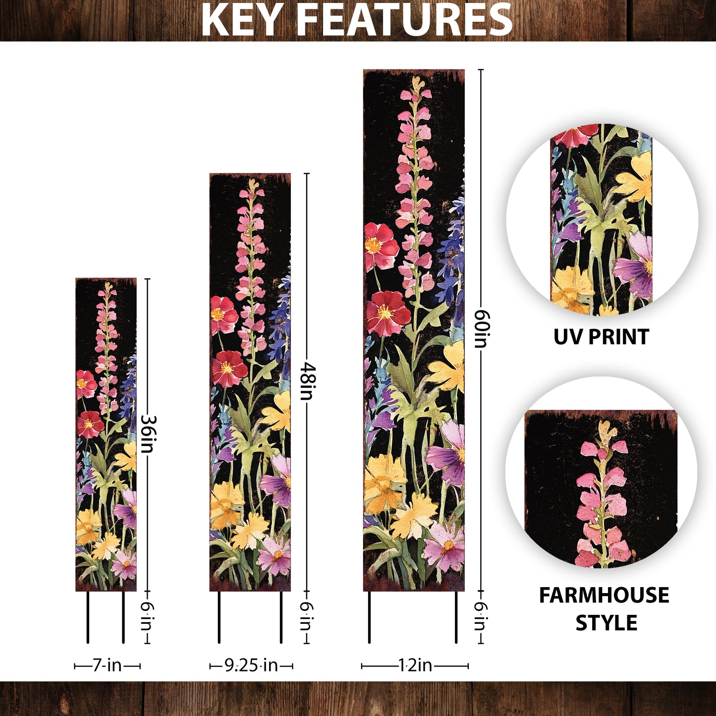 Summer Wildflower Garden Stake – Vibrant Floral Yard Sign for Outdoor Rustic Decor | UV Printed | Multiple Sizes