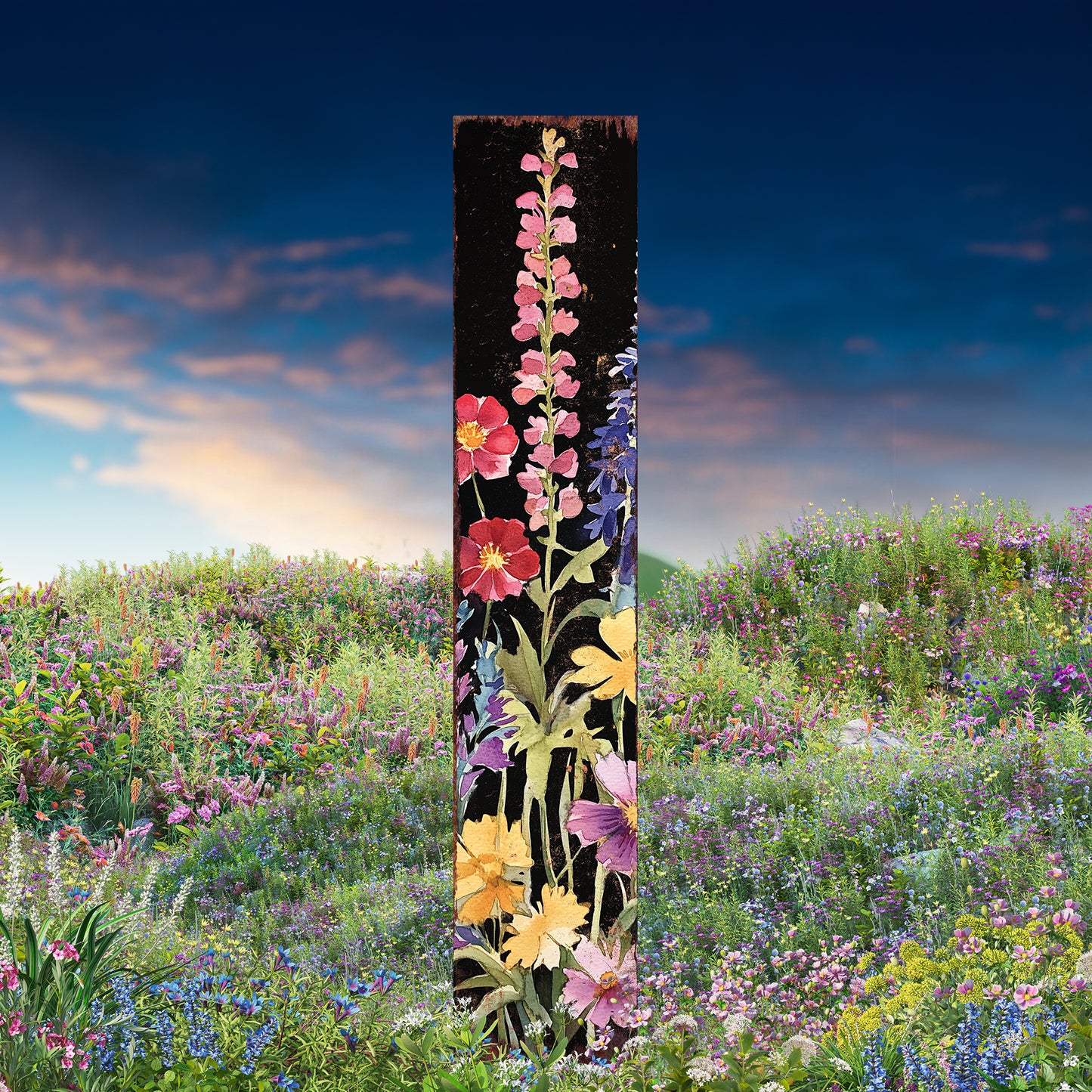 Summer Wildflower Garden Stake – Vibrant Floral Yard Sign for Outdoor Rustic Decor | UV Printed | Multiple Sizes
