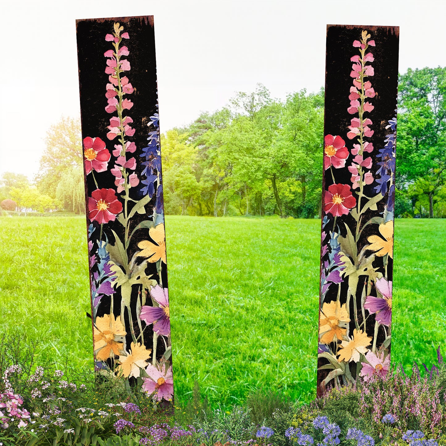 Summer Wildflower Garden Stake – Vibrant Floral Yard Sign for Outdoor Rustic Decor | UV Printed | Multiple Sizes