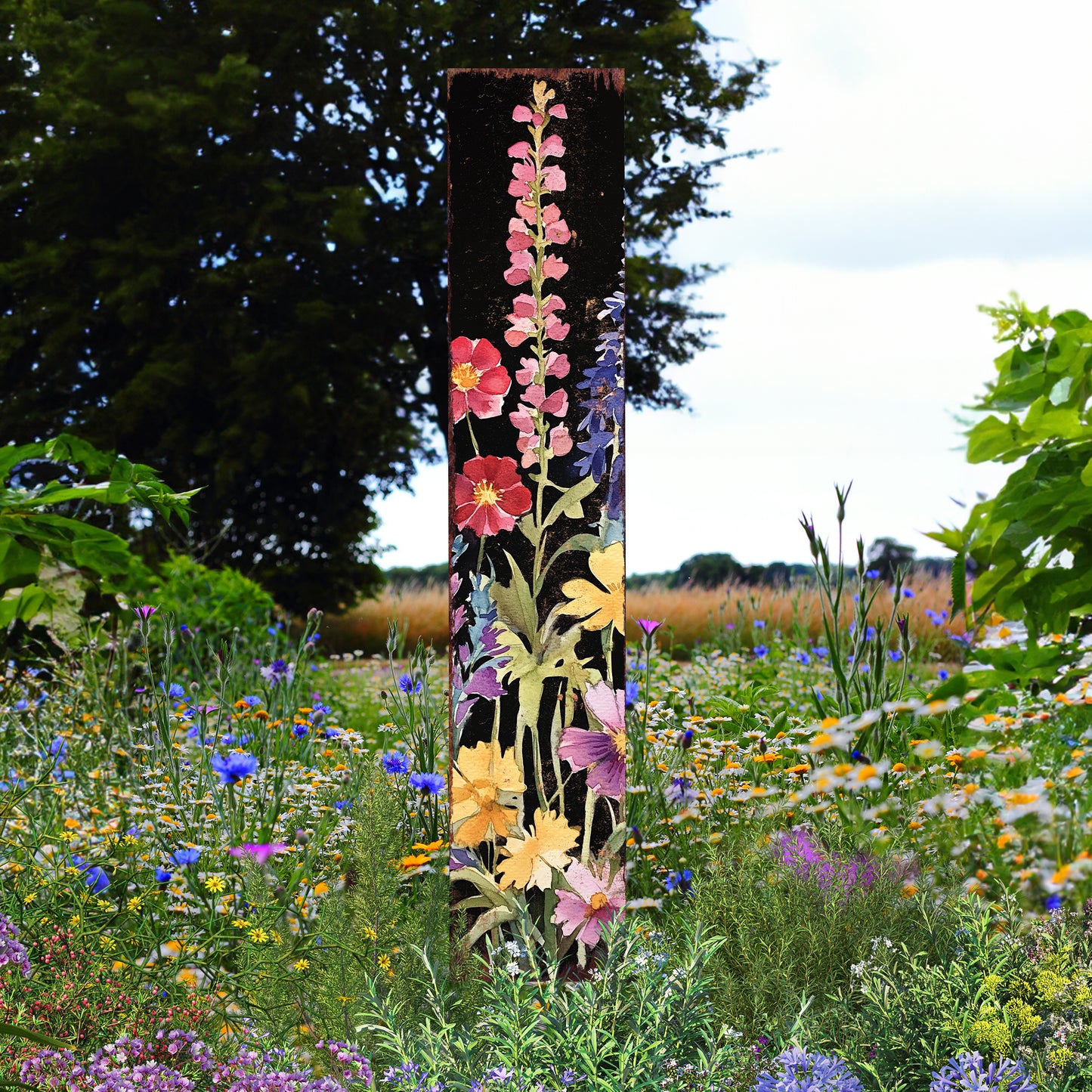 Summer Wildflower Garden Stake – Vibrant Floral Yard Sign for Outdoor Rustic Decor | UV Printed | Multiple Sizes