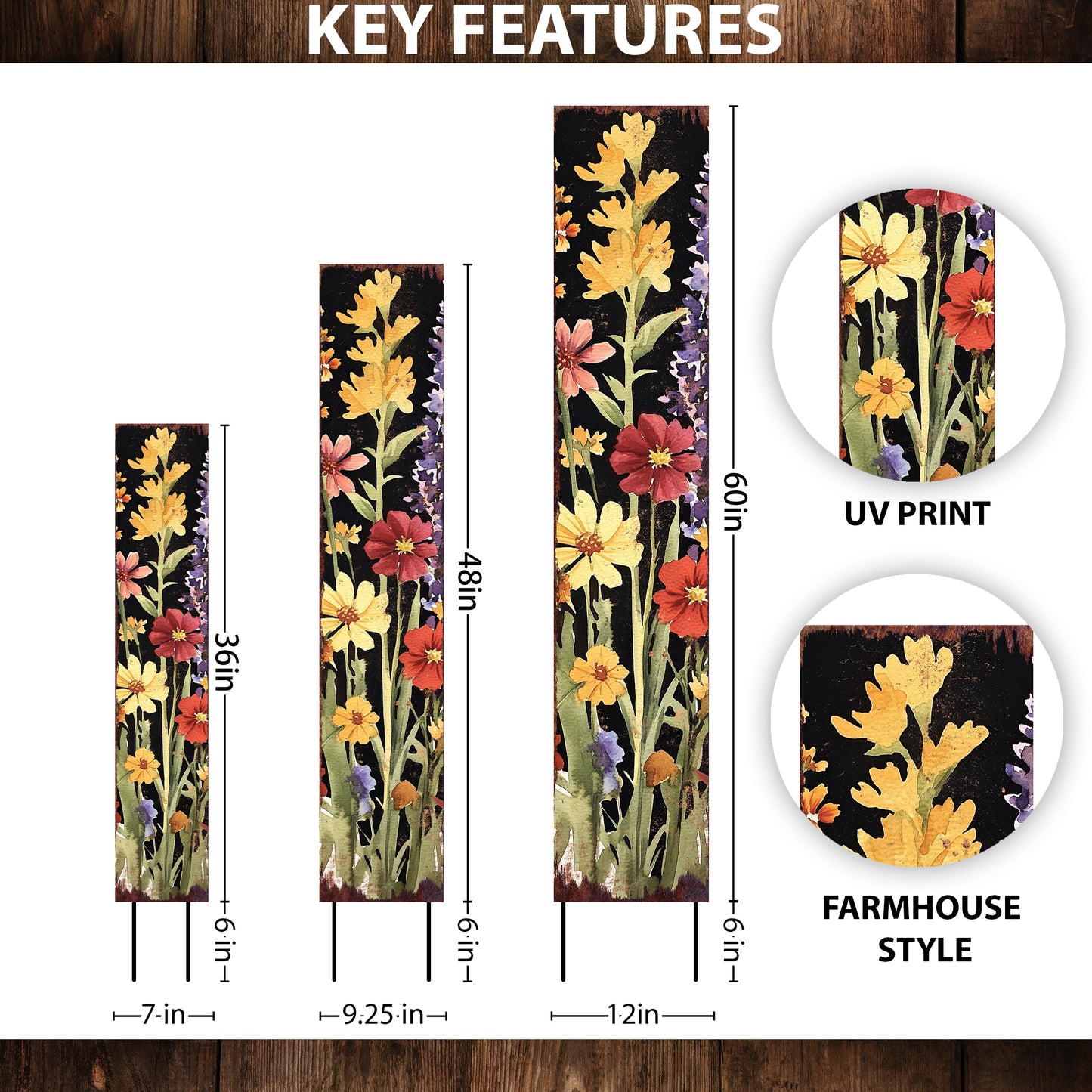 Summer Wildflower Garden Stake – Vibrant Floral Yard Sign for Outdoor Rustic Decor | UV Printed | Multiple Sizes