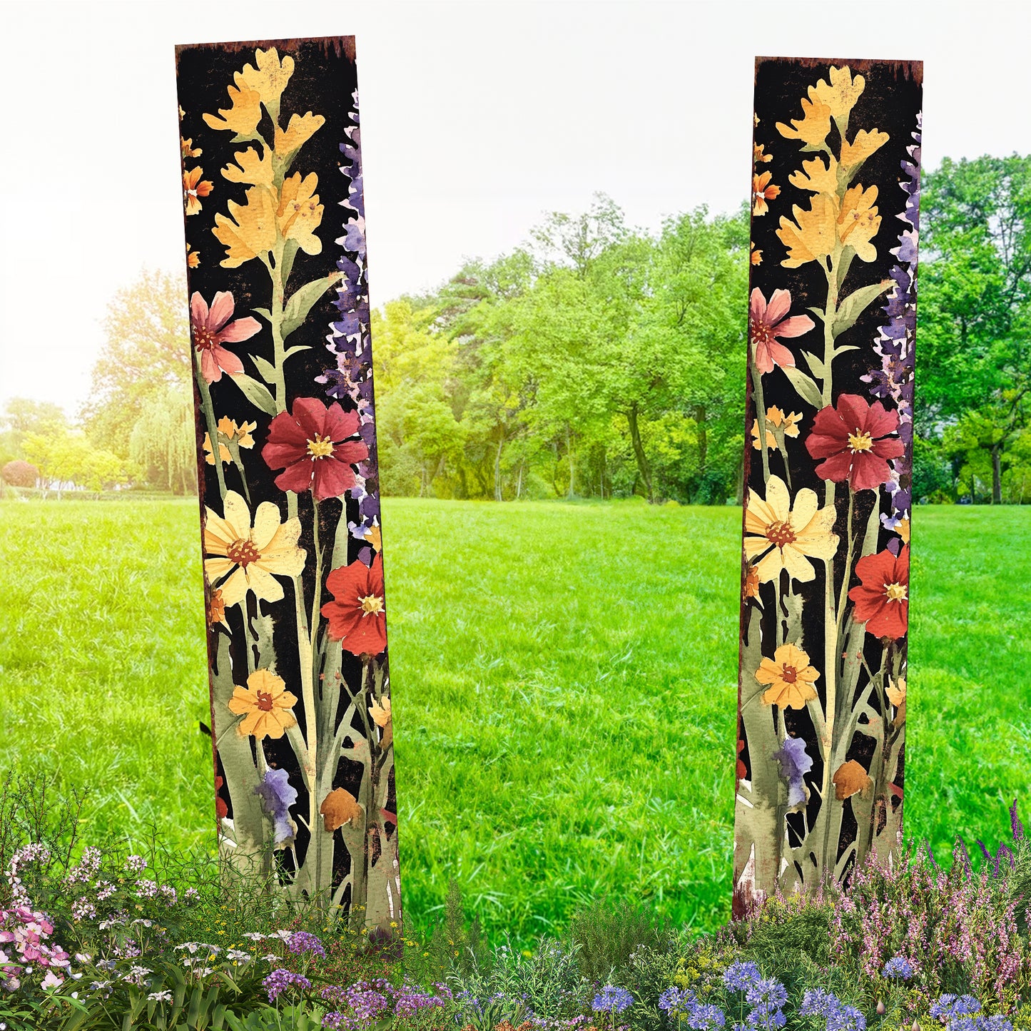 Summer Wildflower Garden Stake – Vibrant Floral Yard Sign for Outdoor Rustic Decor | UV Printed | Multiple Sizes
