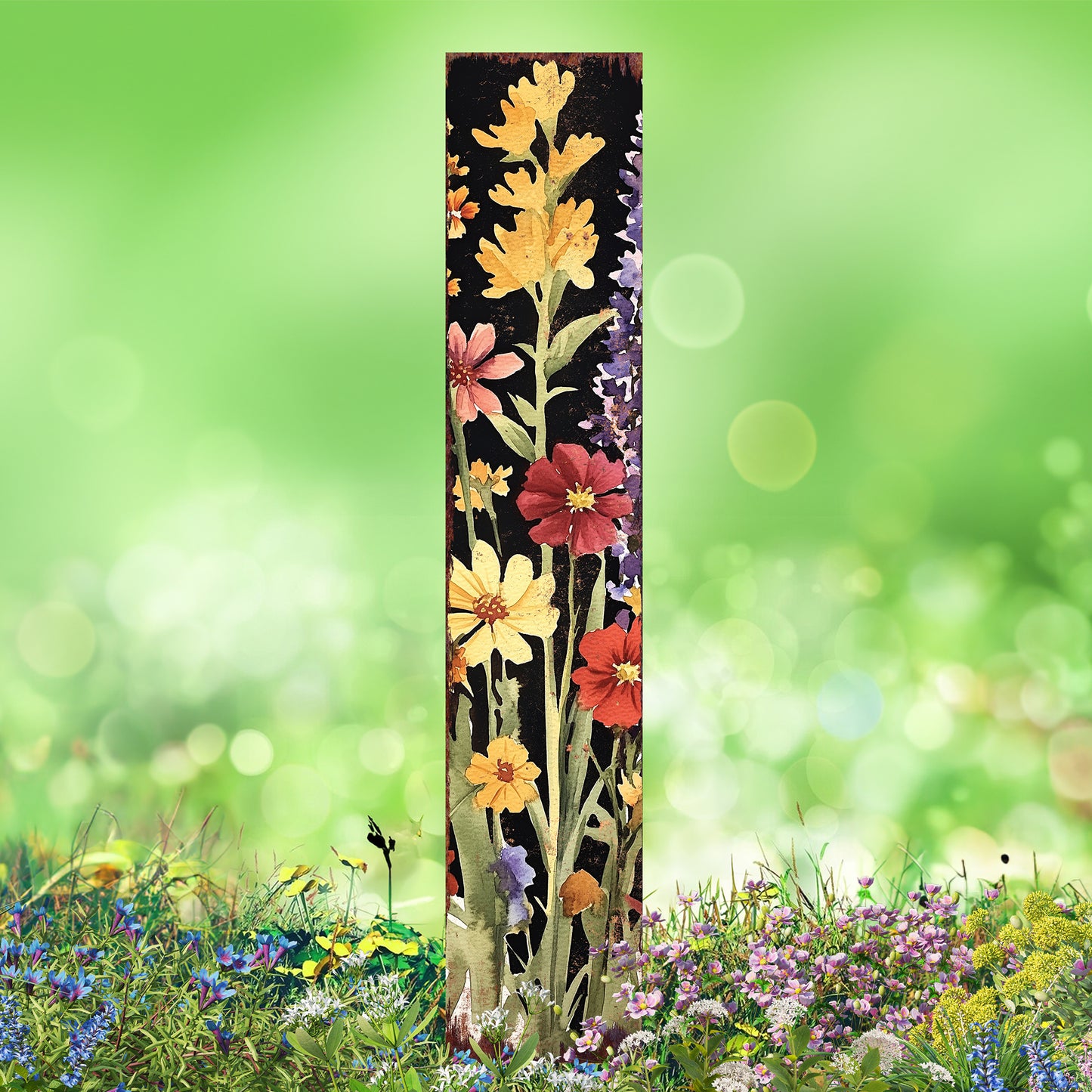 Summer Wildflower Garden Stake – Vibrant Floral Yard Sign for Outdoor Rustic Decor | UV Printed | Multiple Sizes