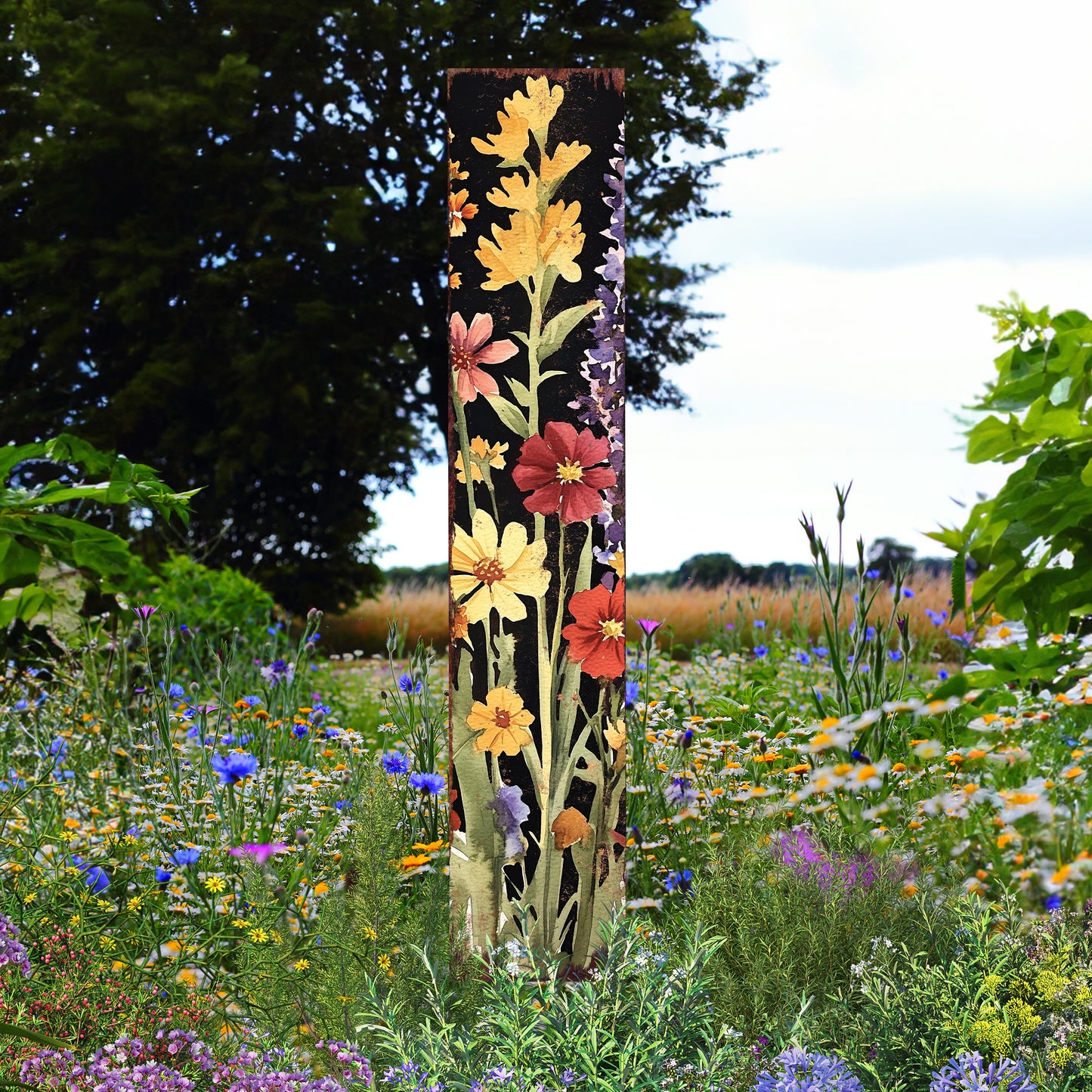 Summer Wildflower Garden Stake – Vibrant Floral Yard Sign for Outdoor Rustic Decor | UV Printed | Multiple Sizes