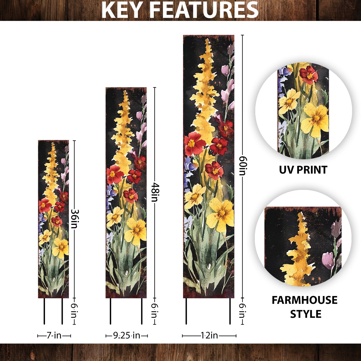 Summer Wildflower Garden Stake – Vibrant Floral Yard Sign for Outdoor Rustic Decor | UV Printed | Multiple Sizes