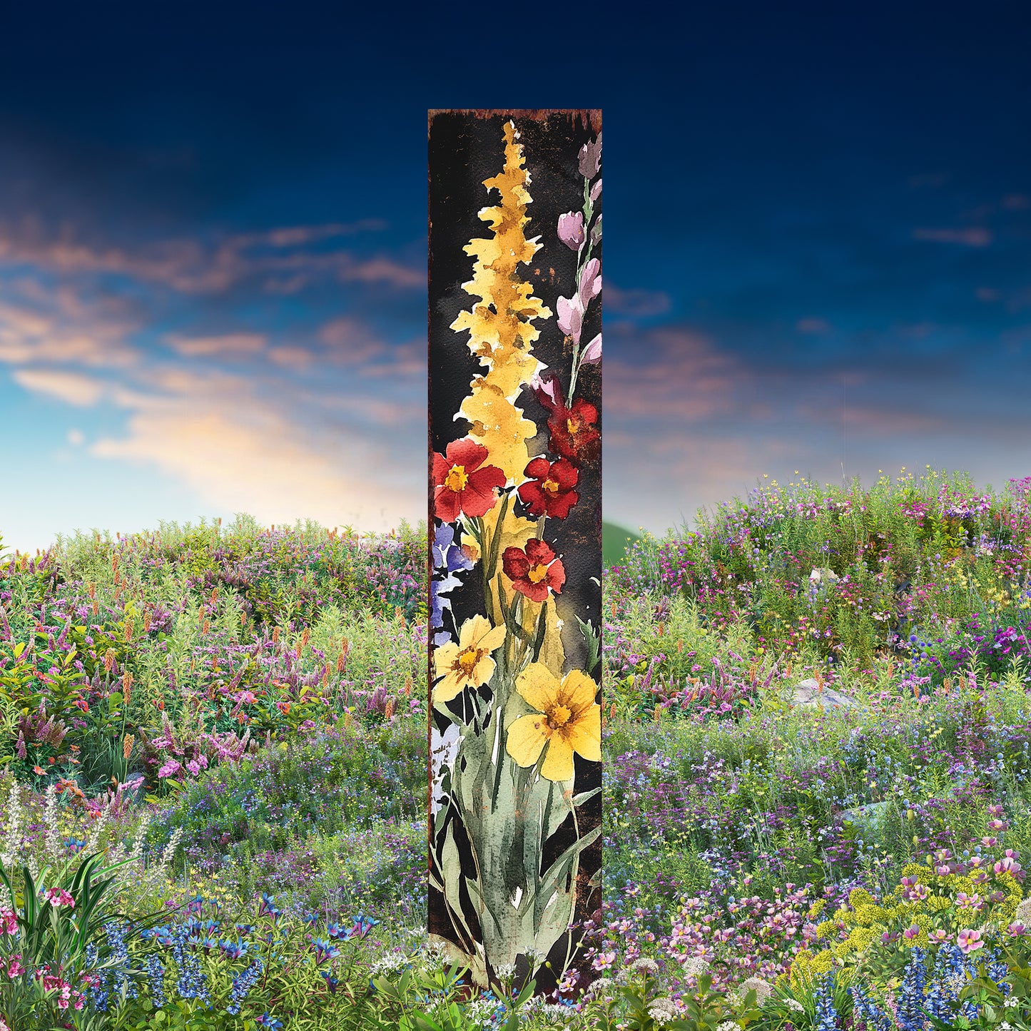 Summer Wildflower Garden Stake – Vibrant Floral Yard Sign for Outdoor Rustic Decor | UV Printed | Multiple Sizes