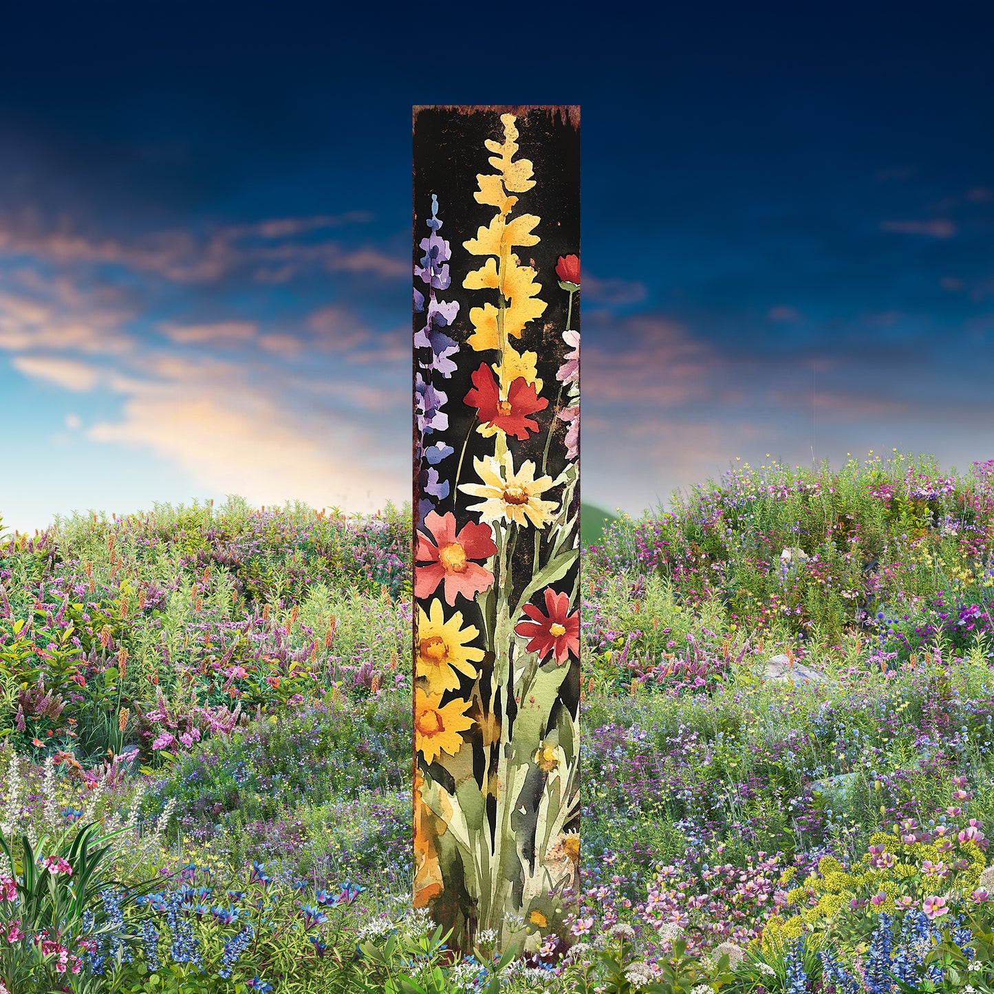 Summer Wildflower Garden Stake – Vibrant Floral Yard Sign for Outdoor Rustic Decor | UV Printed | Multiple Sizes