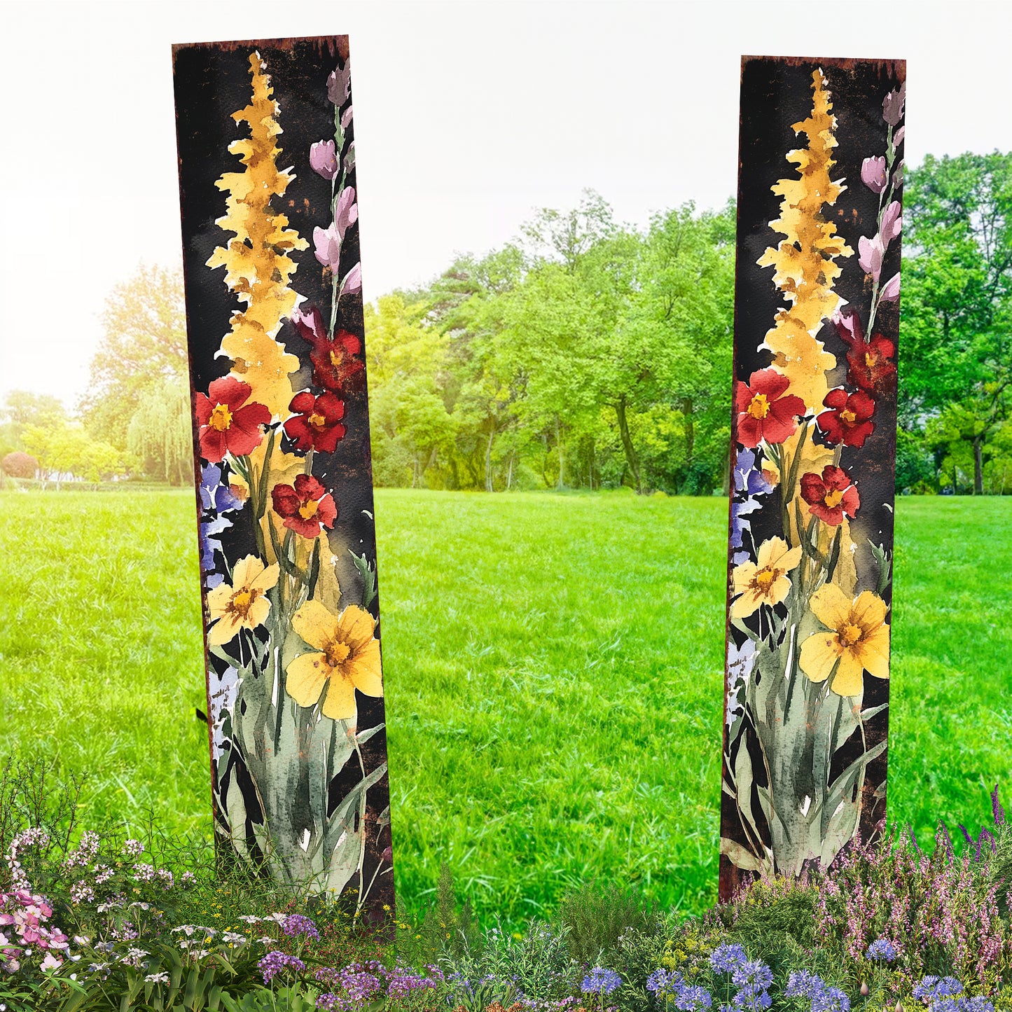 Summer Wildflower Garden Stake – Vibrant Floral Yard Sign for Outdoor Rustic Decor | UV Printed | Multiple Sizes