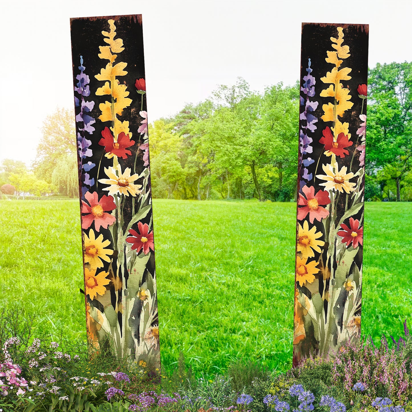 Summer Wildflower Garden Stake – Vibrant Floral Yard Sign for Outdoor Rustic Decor | UV Printed | Multiple Sizes