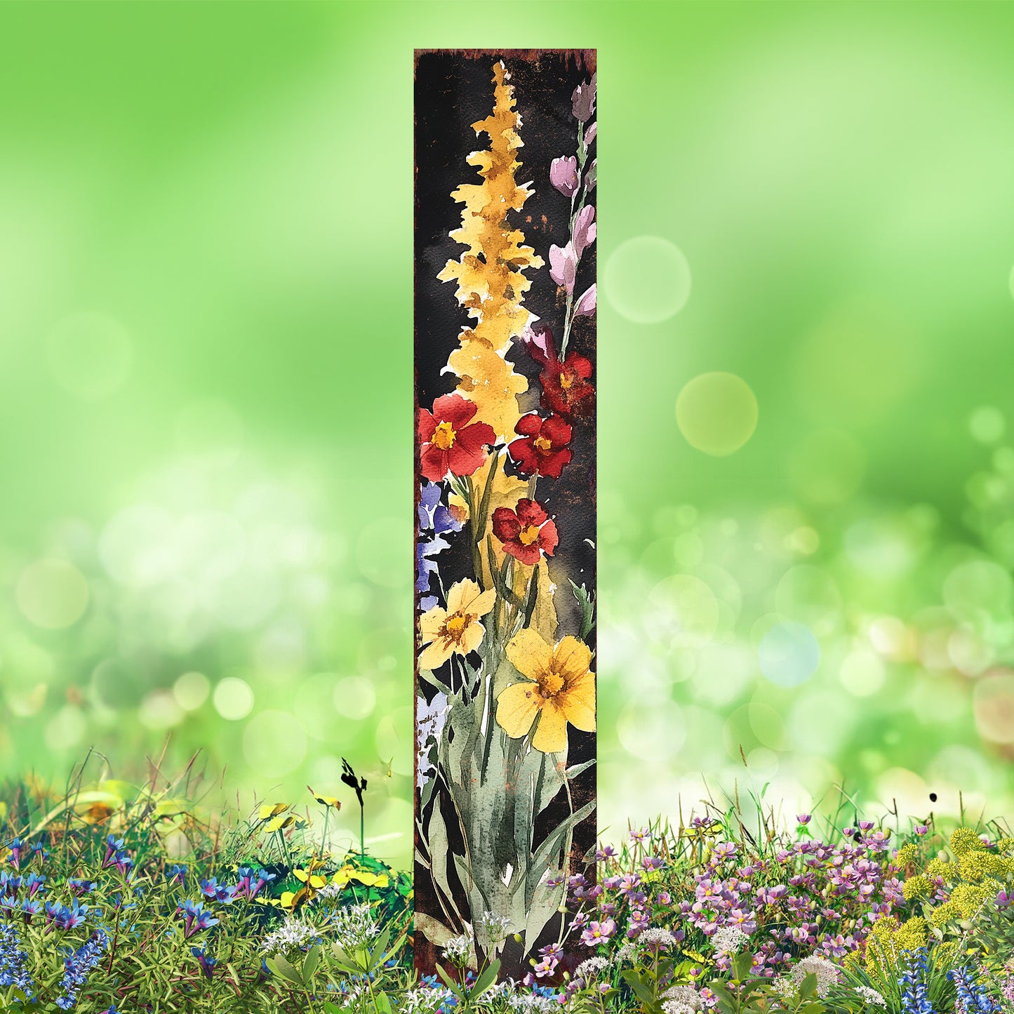Summer Wildflower Garden Stake – Vibrant Floral Yard Sign for Outdoor Rustic Decor | UV Printed | Multiple Sizes