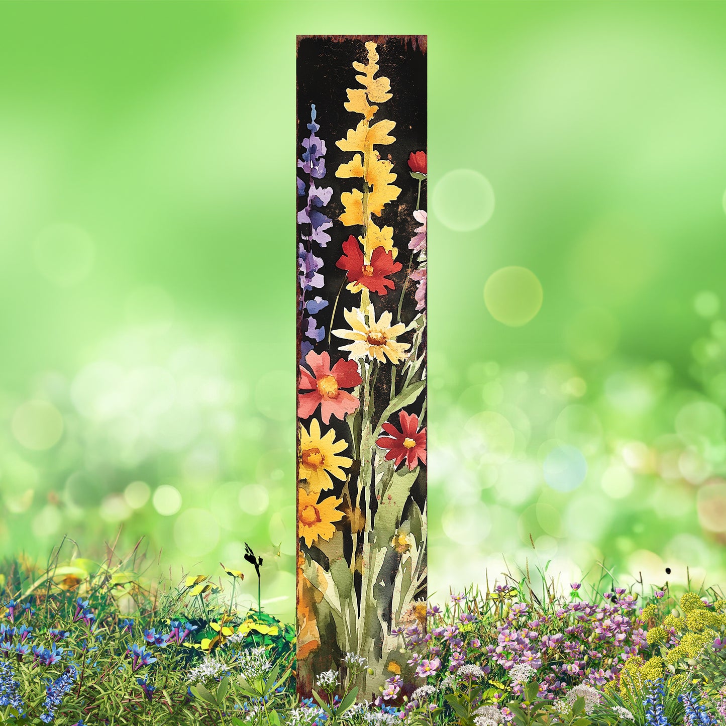 Summer Wildflower Garden Stake – Vibrant Floral Yard Sign for Outdoor Rustic Decor | UV Printed | Multiple Sizes