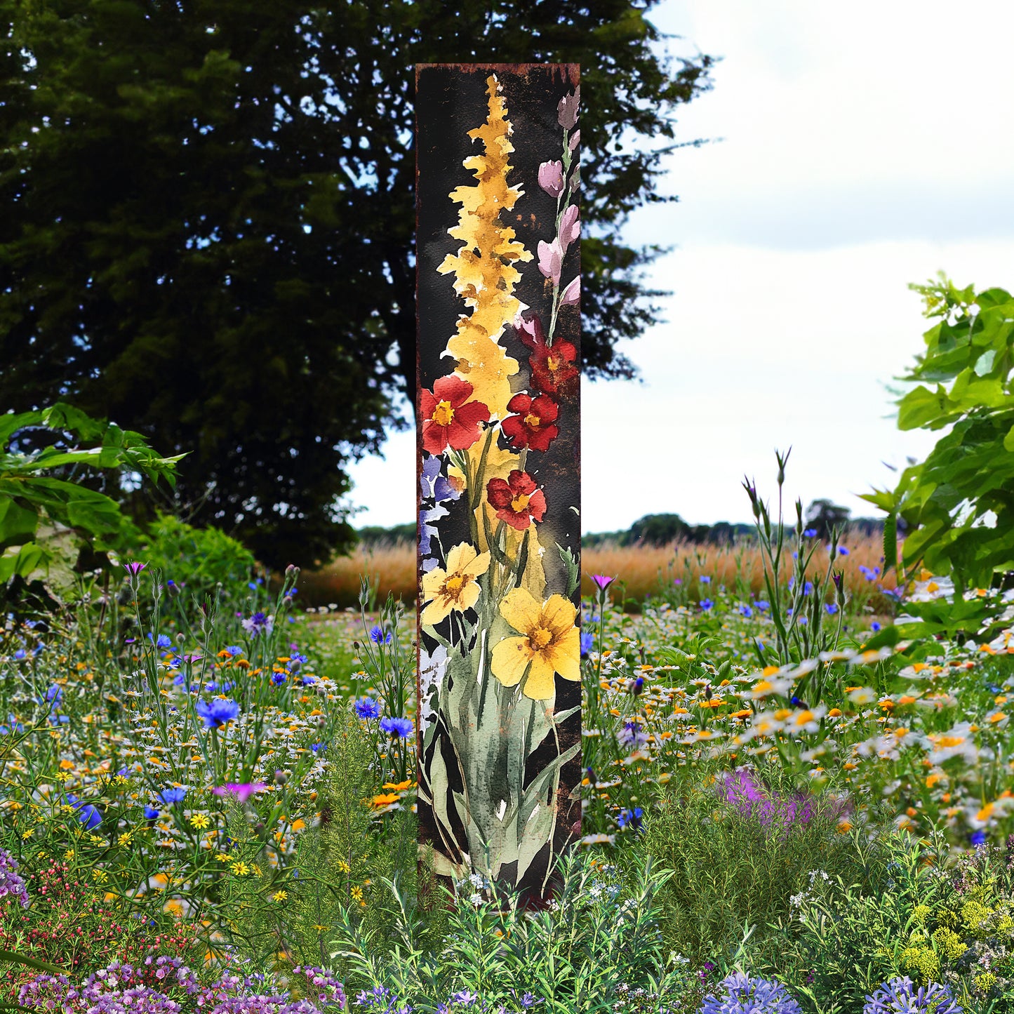 Summer Wildflower Garden Stake – Vibrant Floral Yard Sign for Outdoor Rustic Decor | UV Printed | Multiple Sizes
