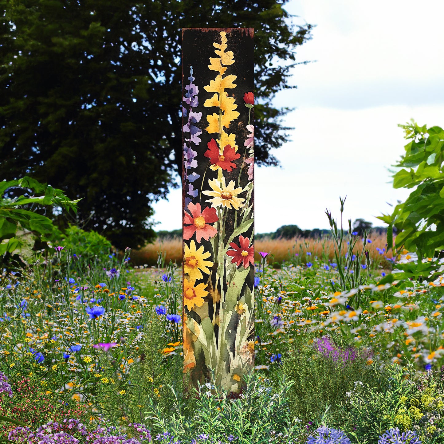 Summer Wildflower Garden Stake – Vibrant Floral Yard Sign for Outdoor Rustic Decor | UV Printed | Multiple Sizes
