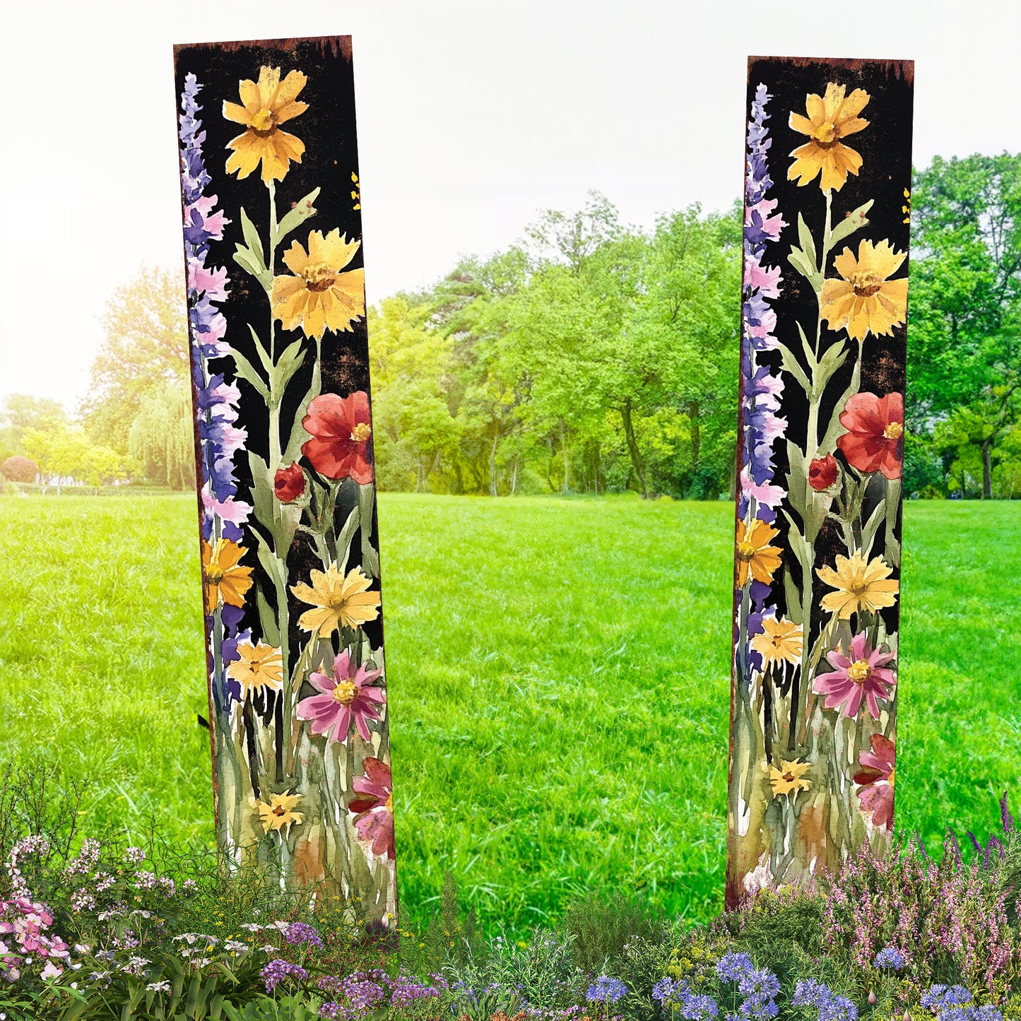Summer Wildflower Garden Stake – Vibrant Floral Yard Sign for Outdoor Rustic Decor | UV Printed | Multiple Sizes