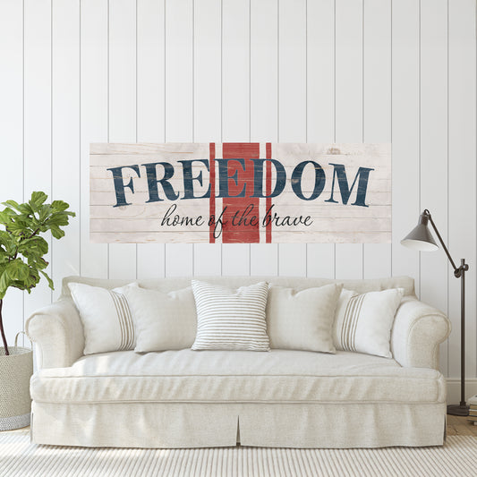 4th of July FREEDOM Sign | Home of the Brave Patriotic Wall Art | USA Independence Day Decor | Rustic Farmhouse Indoor Display | Multi Sizes
