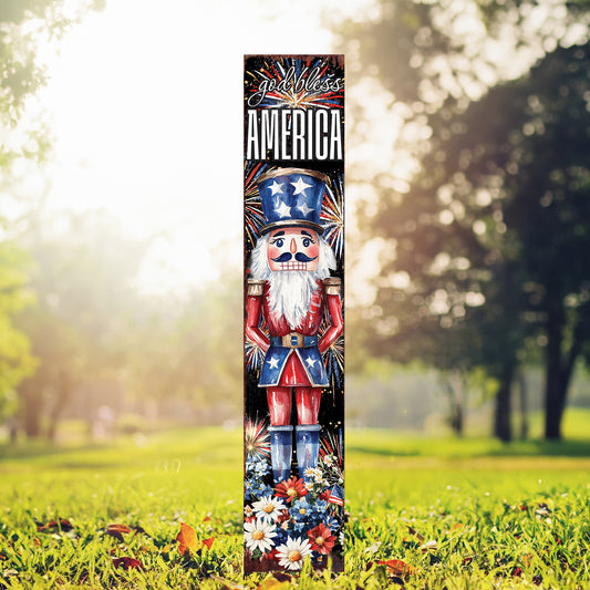God Bless America Garden Stake | 4th of July Outdoor Decor | Patriotic Nutcracker Yard Sign | Farmhouse Independence Day Accent