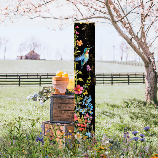 Hummingbird Porch Sign 72in x 12in | UV Printed Floral Outdoor Sign | Farmhouse Style Summer Decor for Porch, Patio, Yard, or Entryway