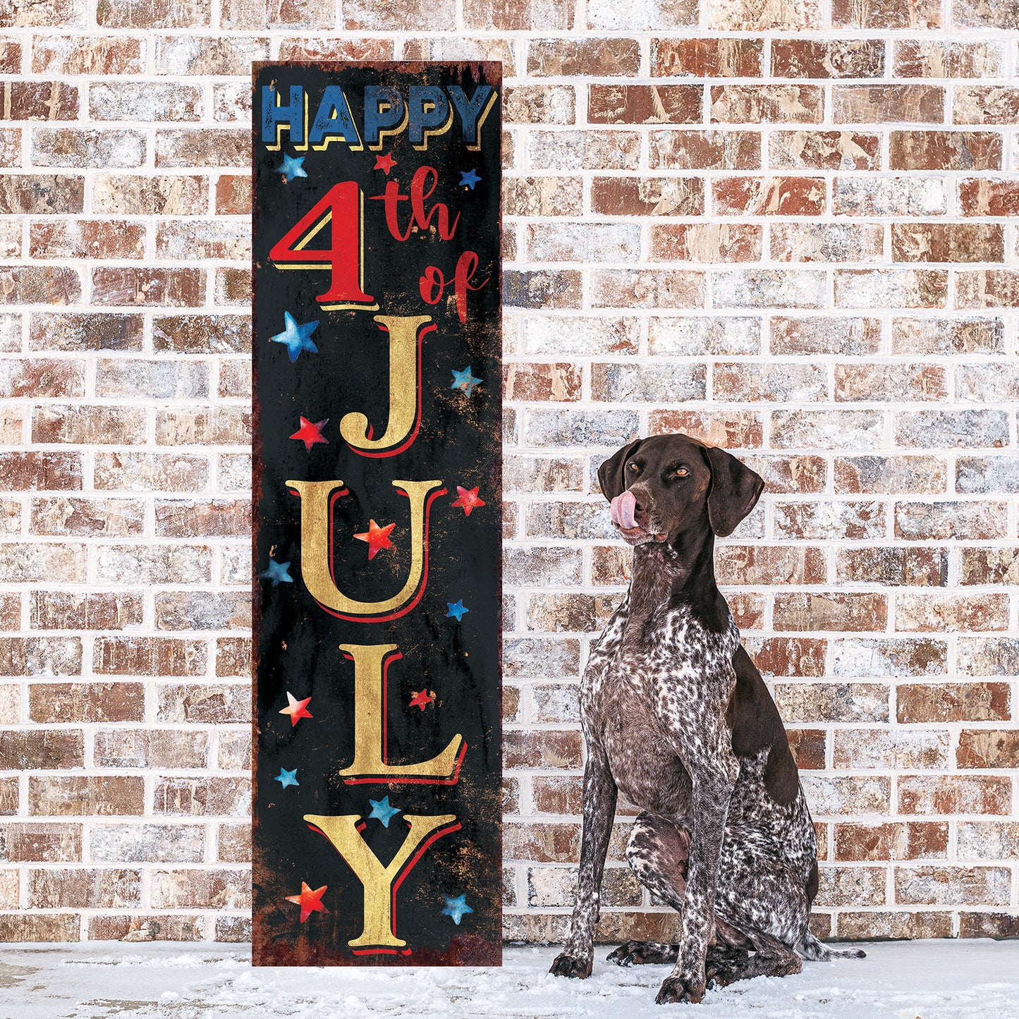 4th of July Porch Sign | Patriotic Front Door Decor | Farmhouse Vertical Wood Sign | Independence Day Outdoor Decoration | UV Print
