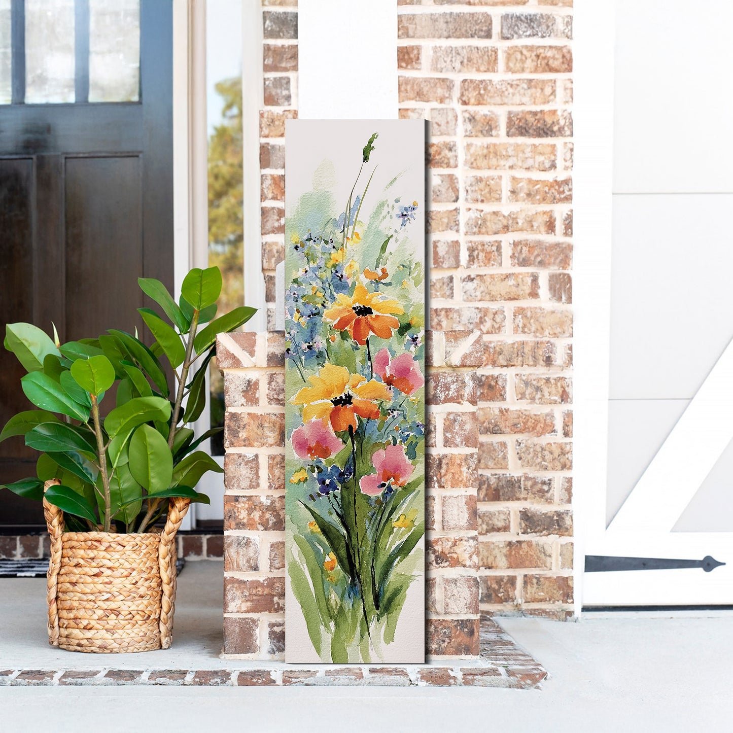 Vertical Wildflower Porch Sign – Summer UV Floral Print, 36–72in Sizes, Rustic Farmhouse Outdoor Decor for Patio or Entryway