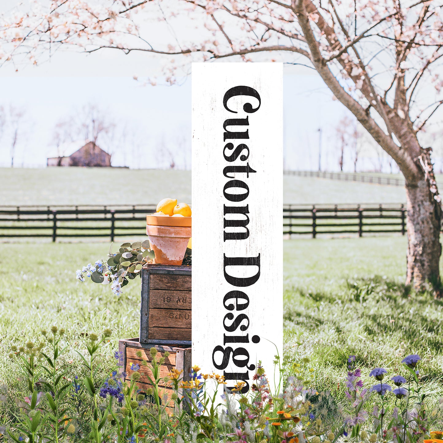 Custom Reversible Porch Sign Vertical Outdoor Entryway Board Personalized Decor