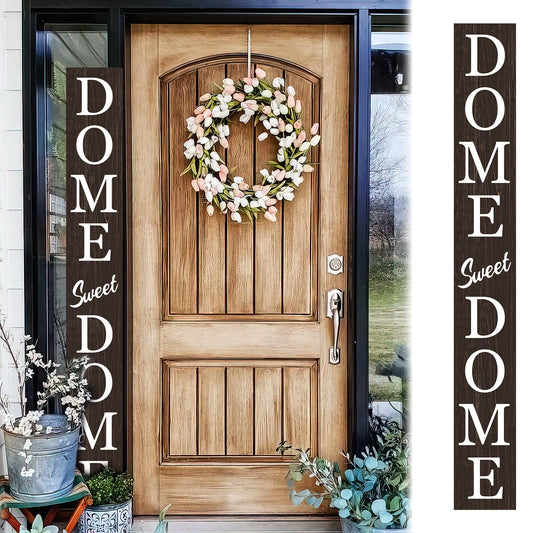 Dome Sweet Dome Porch Sign – 72in Vertical Wood Decor, UV Print Farmhouse Style Folding Entry Sign for Porch