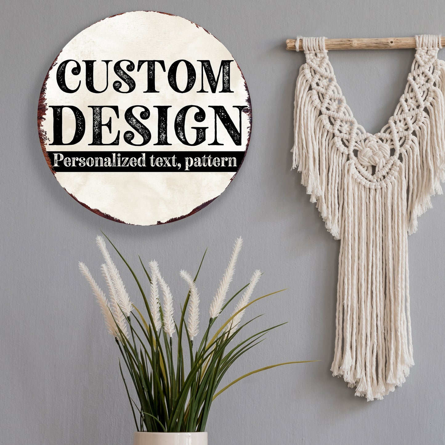 Custom Round Wall Sign – Personalized Farmhouse Decor, Painted UV Print Circle Plaque for Door or Wall, 12–16in