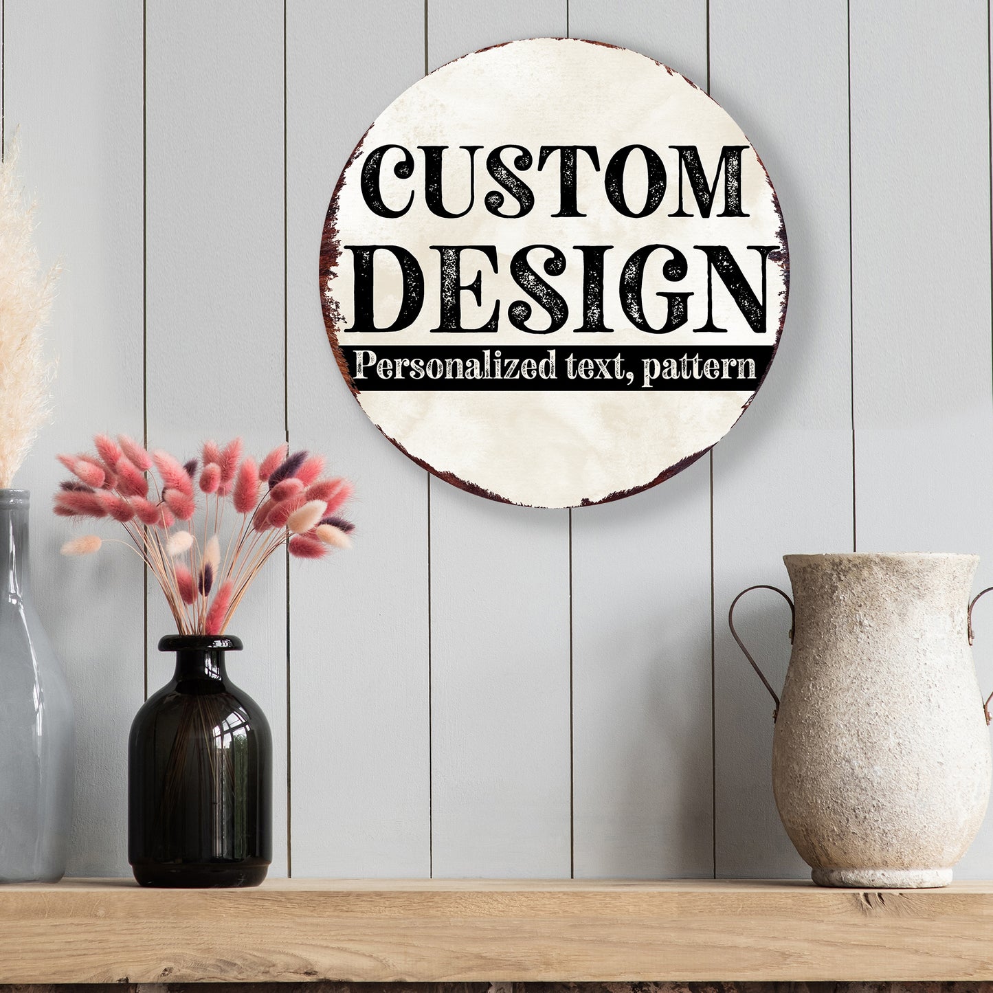 Custom Round Wall Sign – Personalized Farmhouse Decor, Painted UV Print Circle Plaque for Door or Wall, 12–16in
