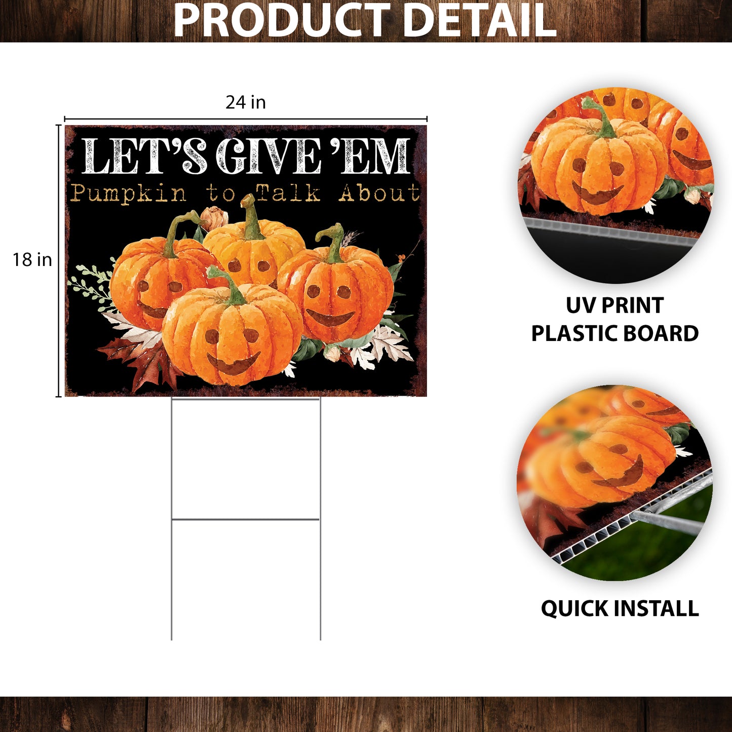 Halloween Meme Pumpkin Yard Sign – “Let’s Give ’Em Pumpkin to Talk About” UV Printed Garden Stake – Outdoor Fall Décor