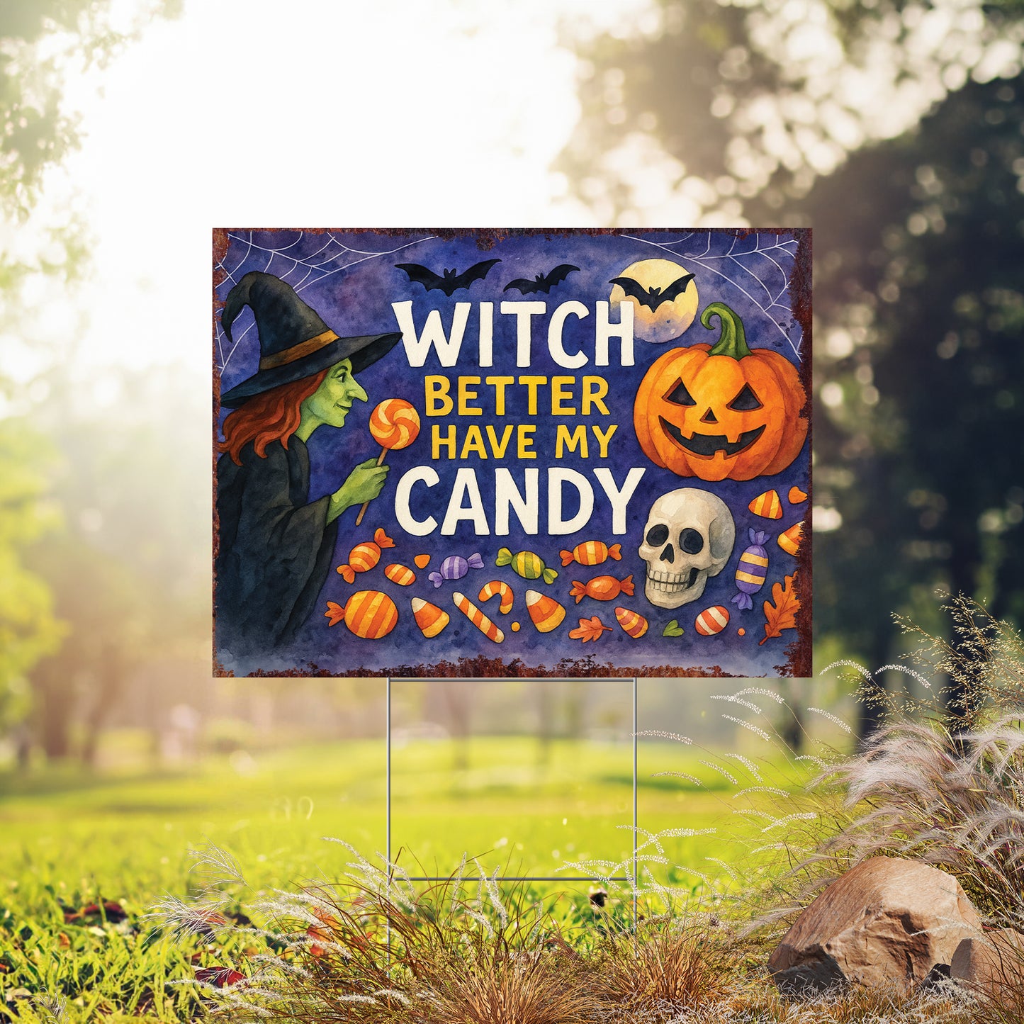 Witch Better Have My Candy Halloween Garden Sign – Funny Yard Stake – UV Print Corrugated Plastic Outdoor Decoration