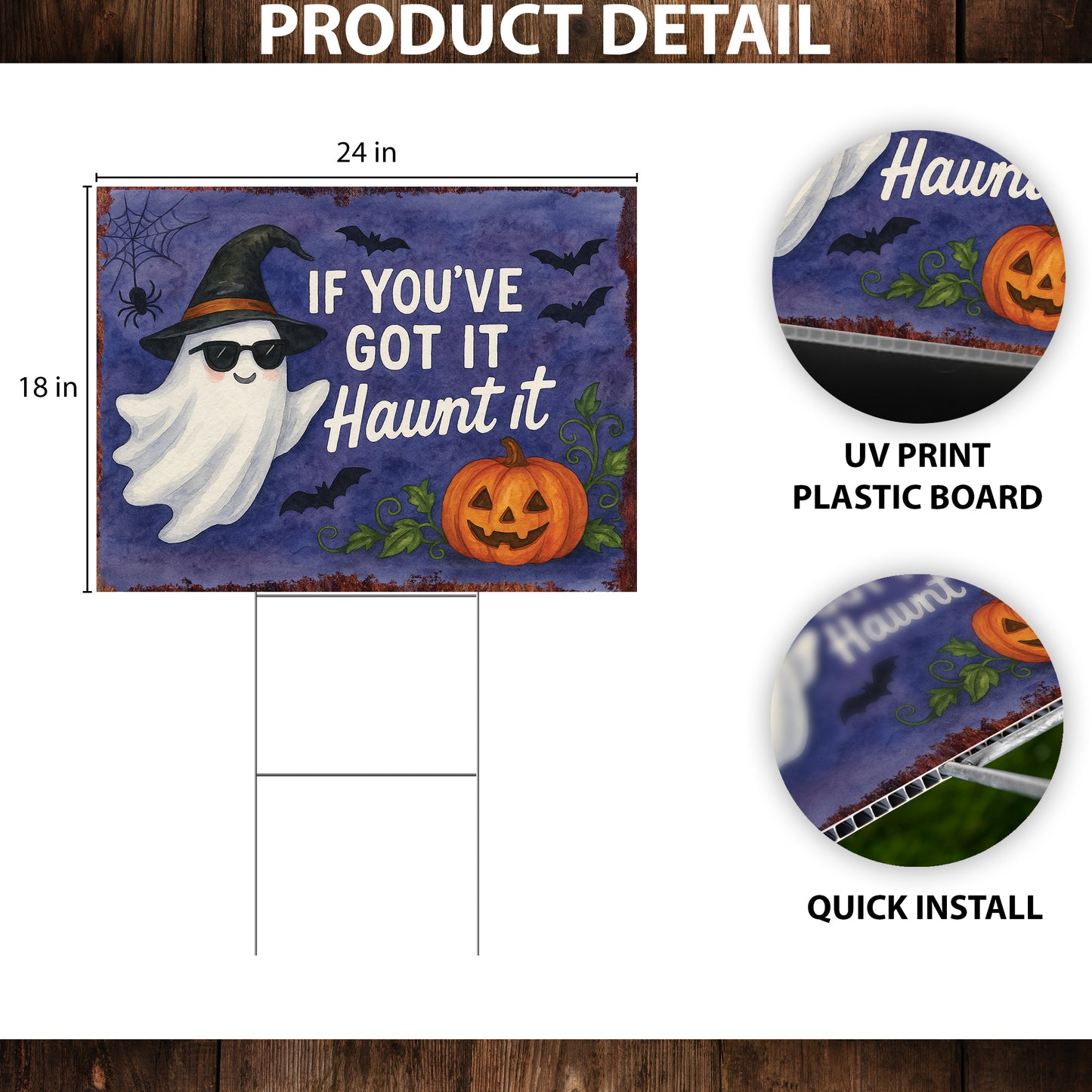If You’ve Got It Haunt It Halloween Garden Sign – Funny Ghost Yard Stake – UV Print Corrugated Plastic Outdoor Décor
