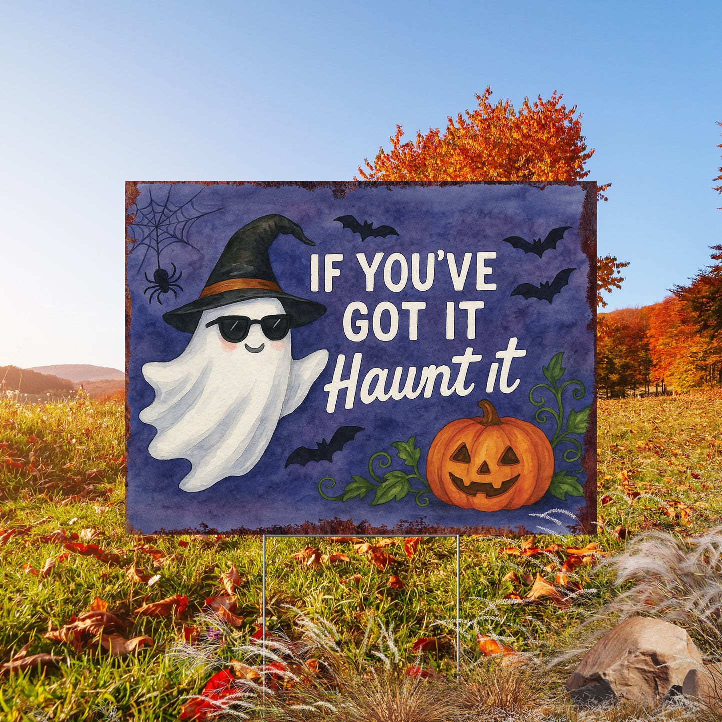 If You’ve Got It Haunt It Halloween Garden Sign – Funny Ghost Yard Stake – UV Print Corrugated Plastic Outdoor Décor