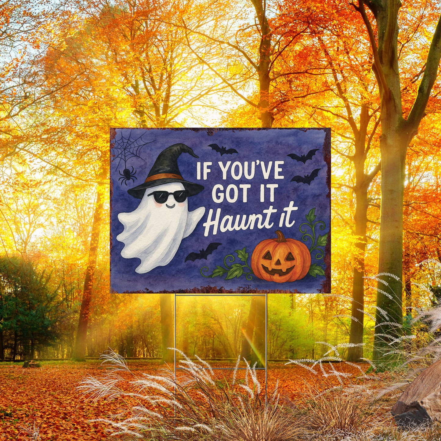 If You’ve Got It Haunt It Halloween Garden Sign – Funny Ghost Yard Stake – UV Print Corrugated Plastic Outdoor Décor