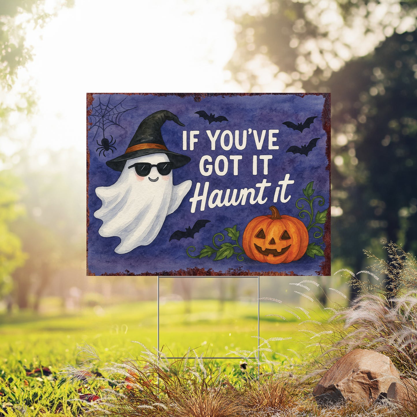 If You’ve Got It Haunt It Halloween Garden Sign – Funny Ghost Yard Stake – UV Print Corrugated Plastic Outdoor Décor