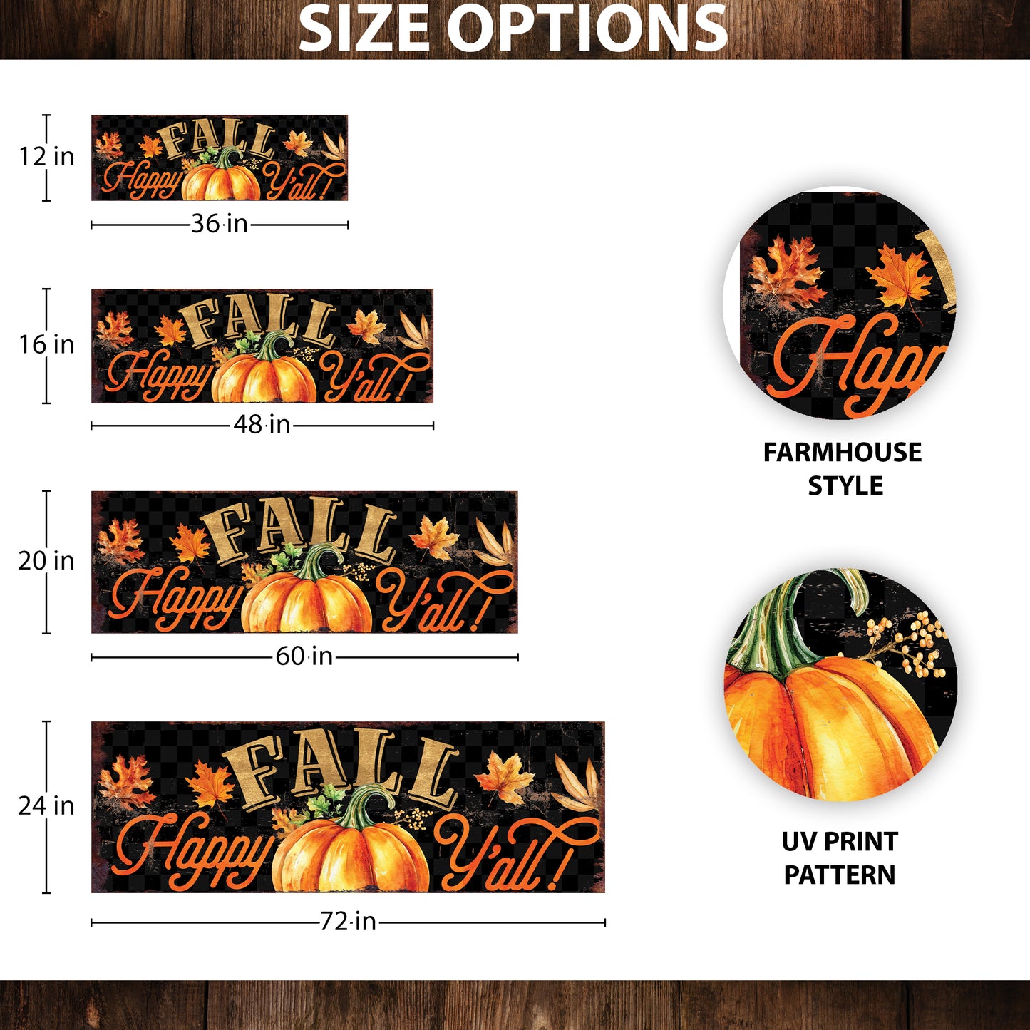 Happy Fall Y’all Wall Art | Pumpkin & Autumn Leaves Sign | Rustic Farmhouse Fall Decoration for Living Room or Porch