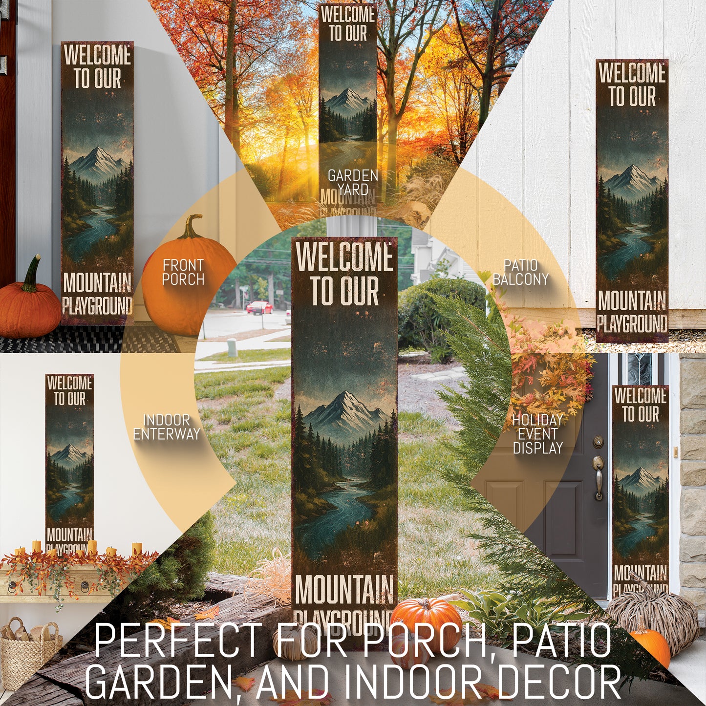 Welcome to Our Mountain Playground Porch Sign | Rustic Cabin Lodge Decor | Outdoor Adventure Wall Art for Porch, Patio & Entryway