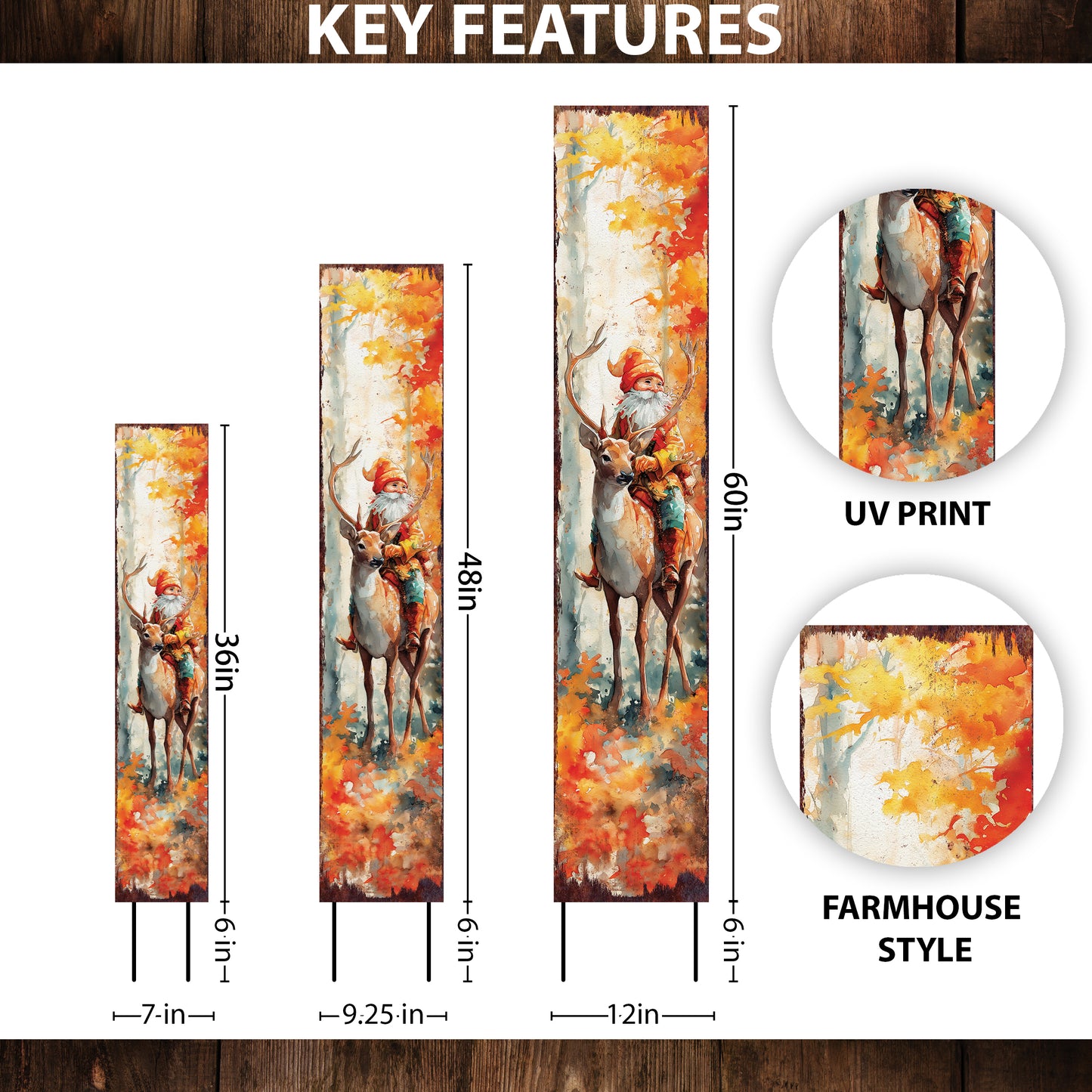 Fall Garden Stake – Whimsical Gnome Riding a Deer Outdoor Decoration | Rustic Autumn Yard, Patio & Porch Décor with Farmhouse Charm