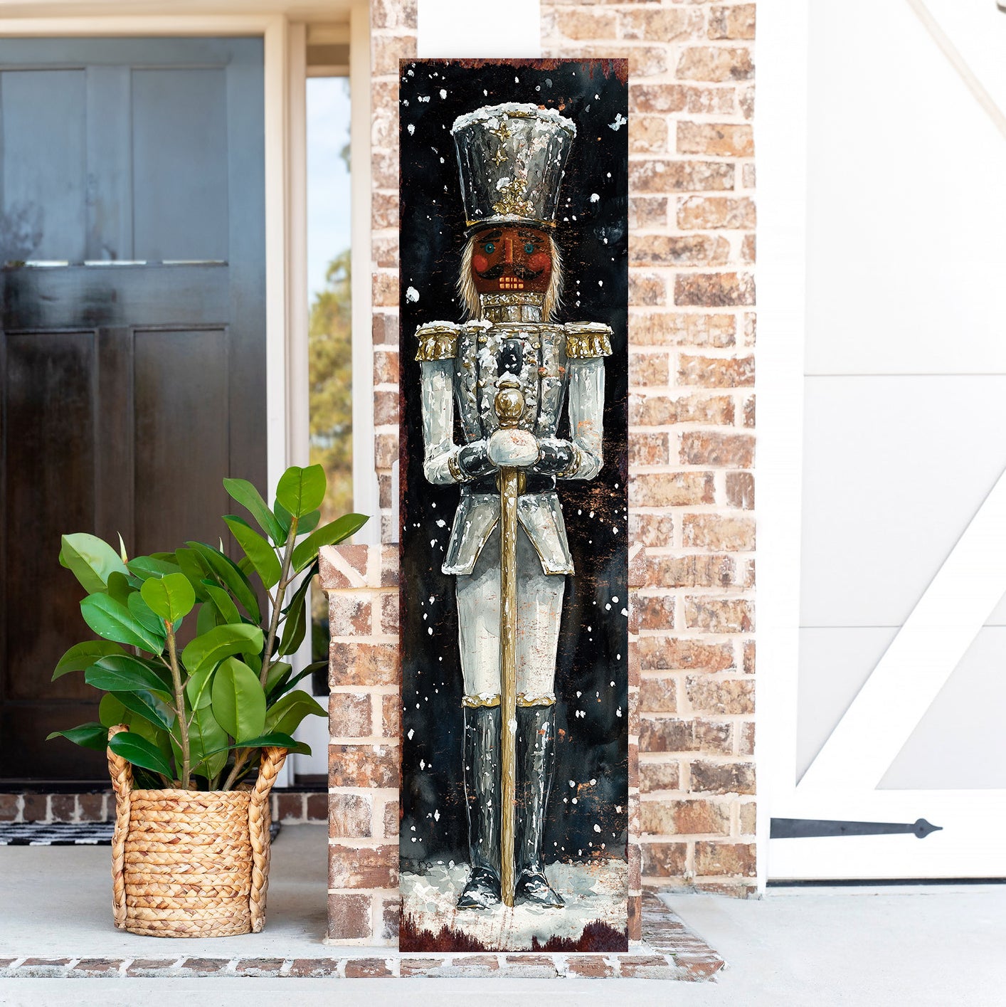 Christmas Nutcracker Porch Sign – Rustic Holiday Front Porch Sign with Festive Soldier Design | Farmhouse Christmas Entryway Outdoor Decoration